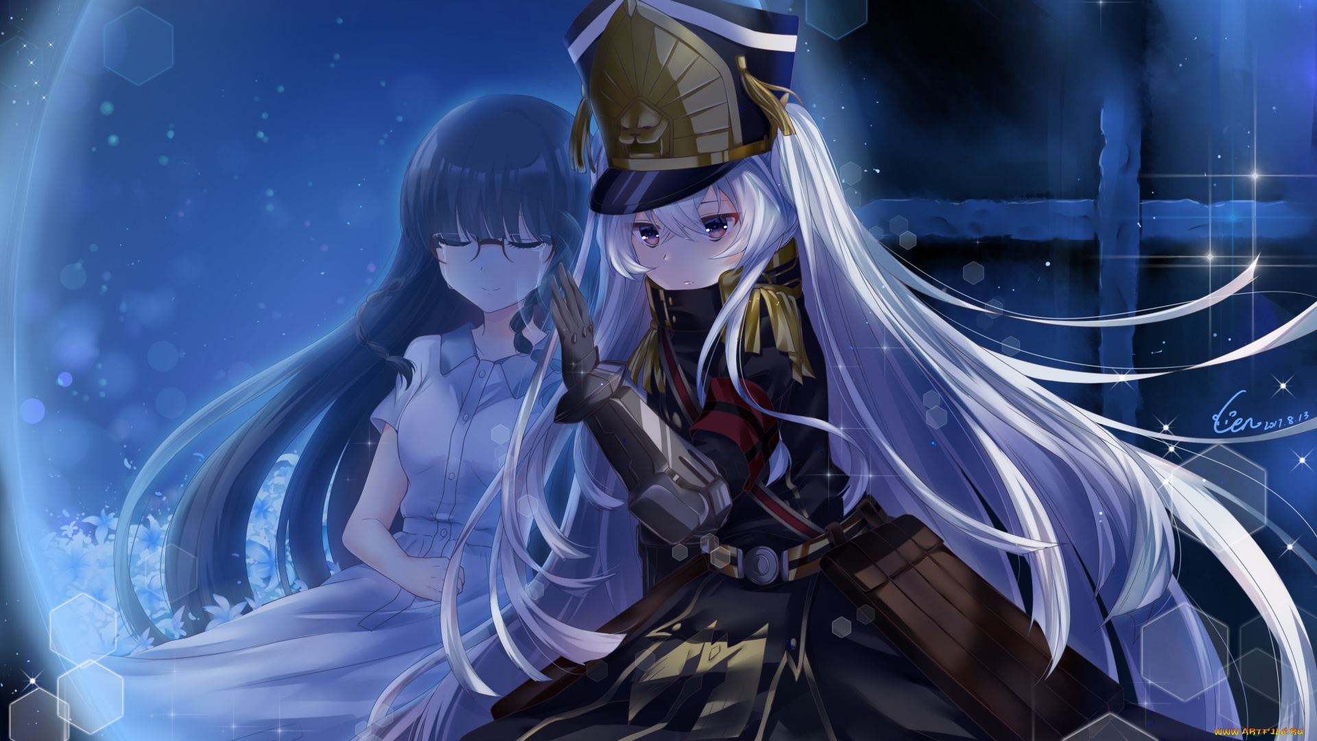 аниме, re, , creators, взгляд, девушка, фон