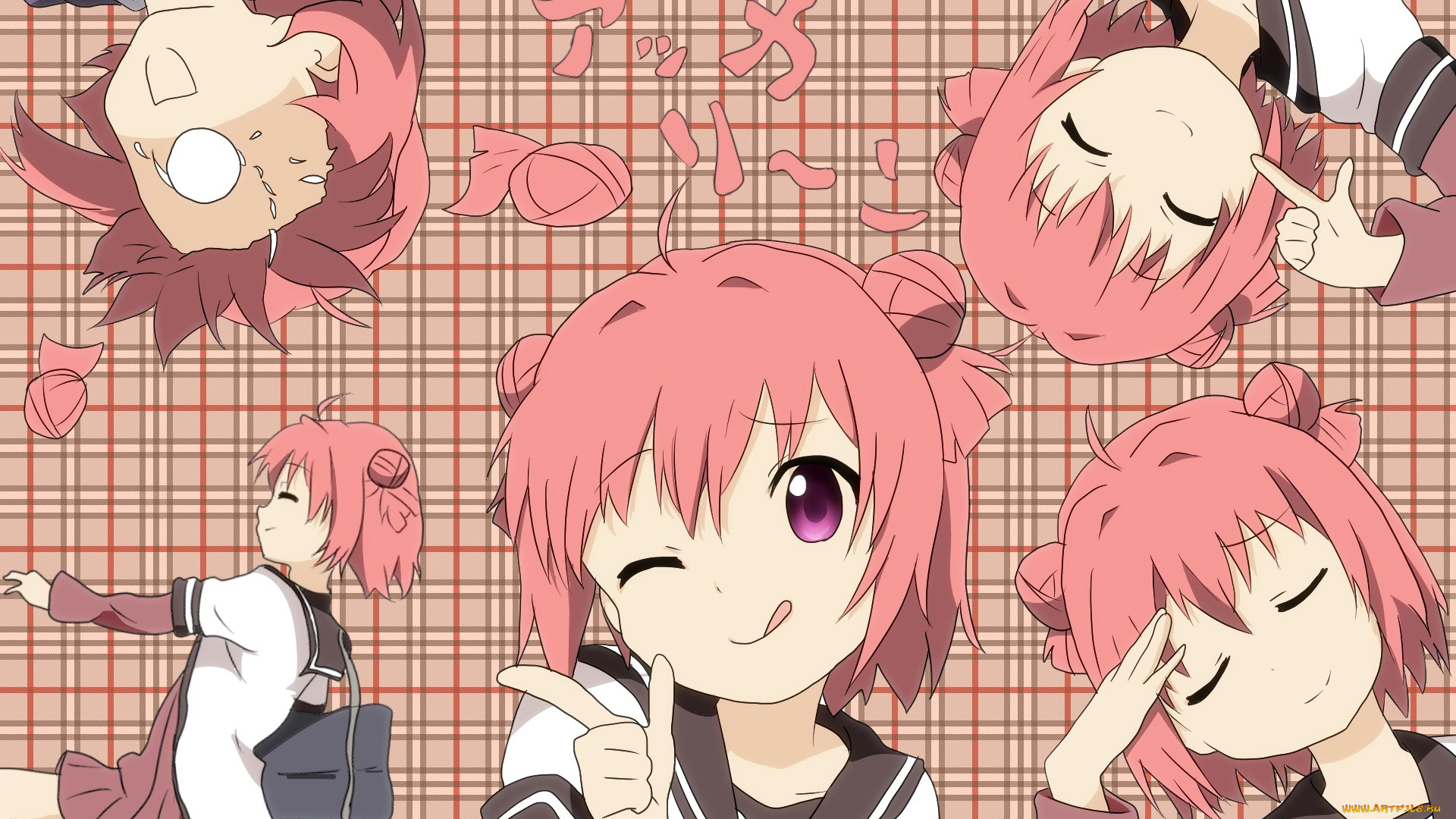 аниме, yuru, yuri, взгляд, девушка, фон