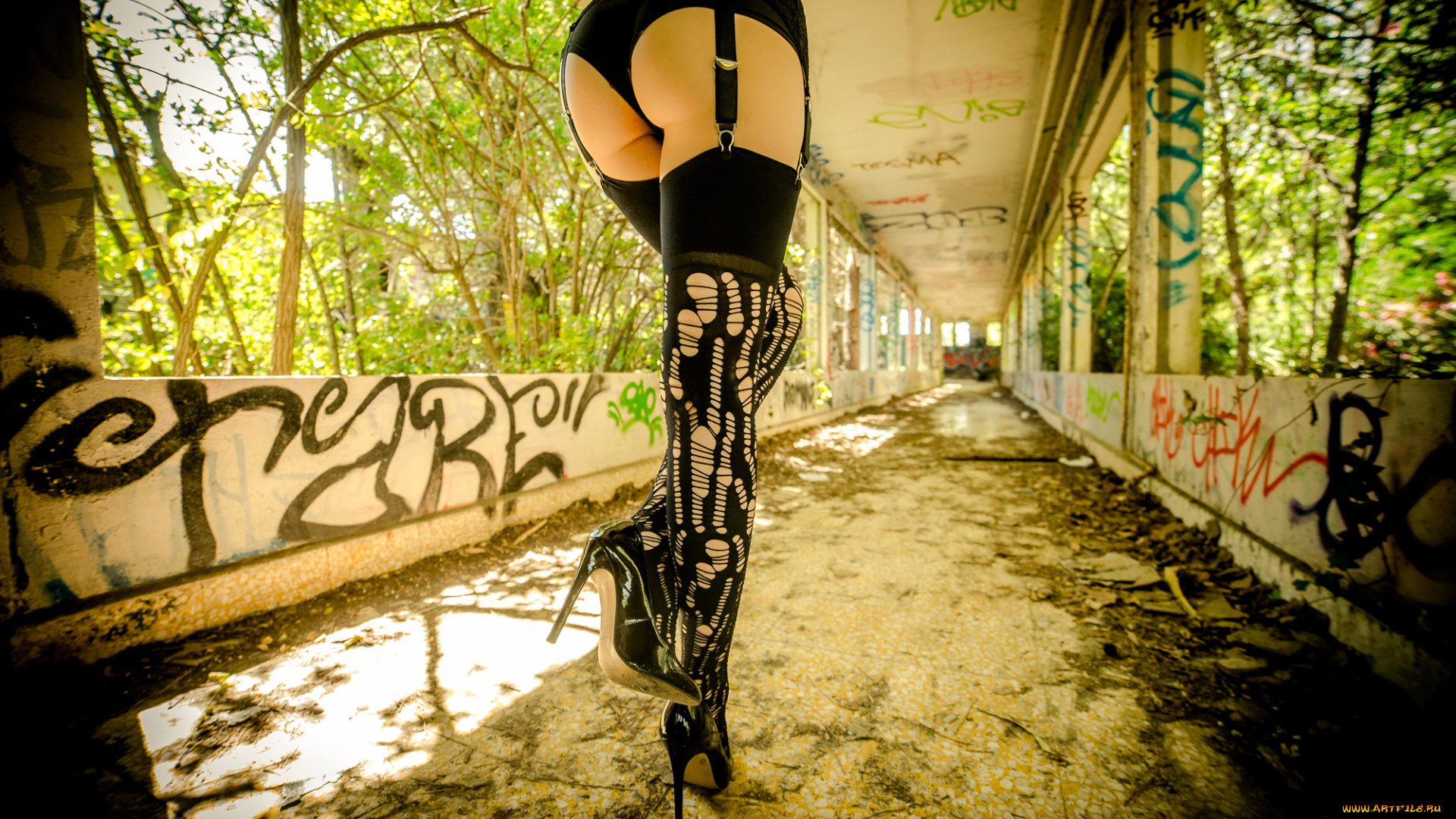 девушки, -unsort, , женские, прелести, граффити, туфли, чулки