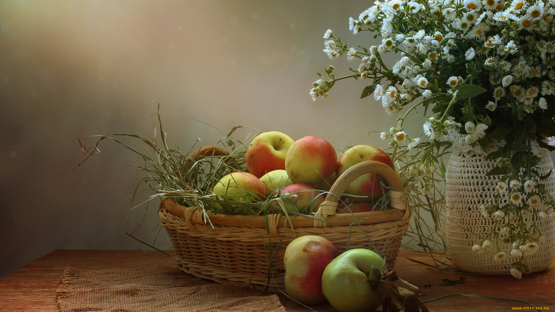 еда, Яблоки, цветы, лето, натюрморт, август, яблочный, спас, яблоки