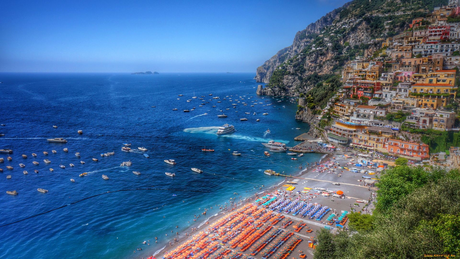 города, амальфийское, и, лигурийское, побережье, , италия, positano, позитано