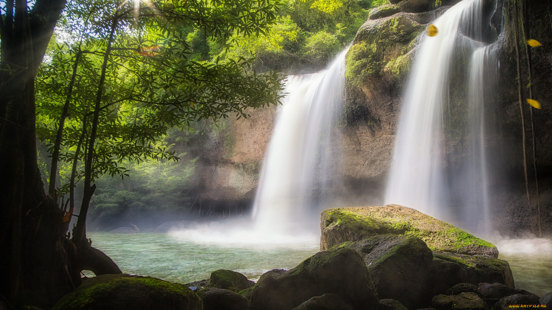 природа, водопады, водопад, деревья, вода