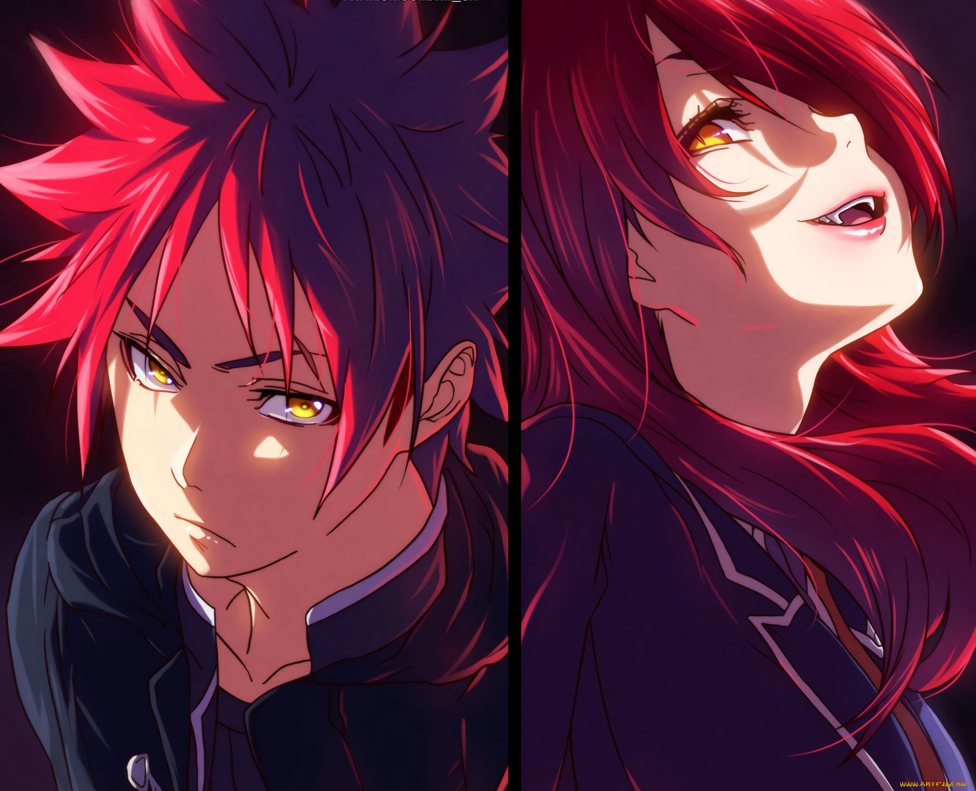 аниме, shokugeki, no, soma, двое