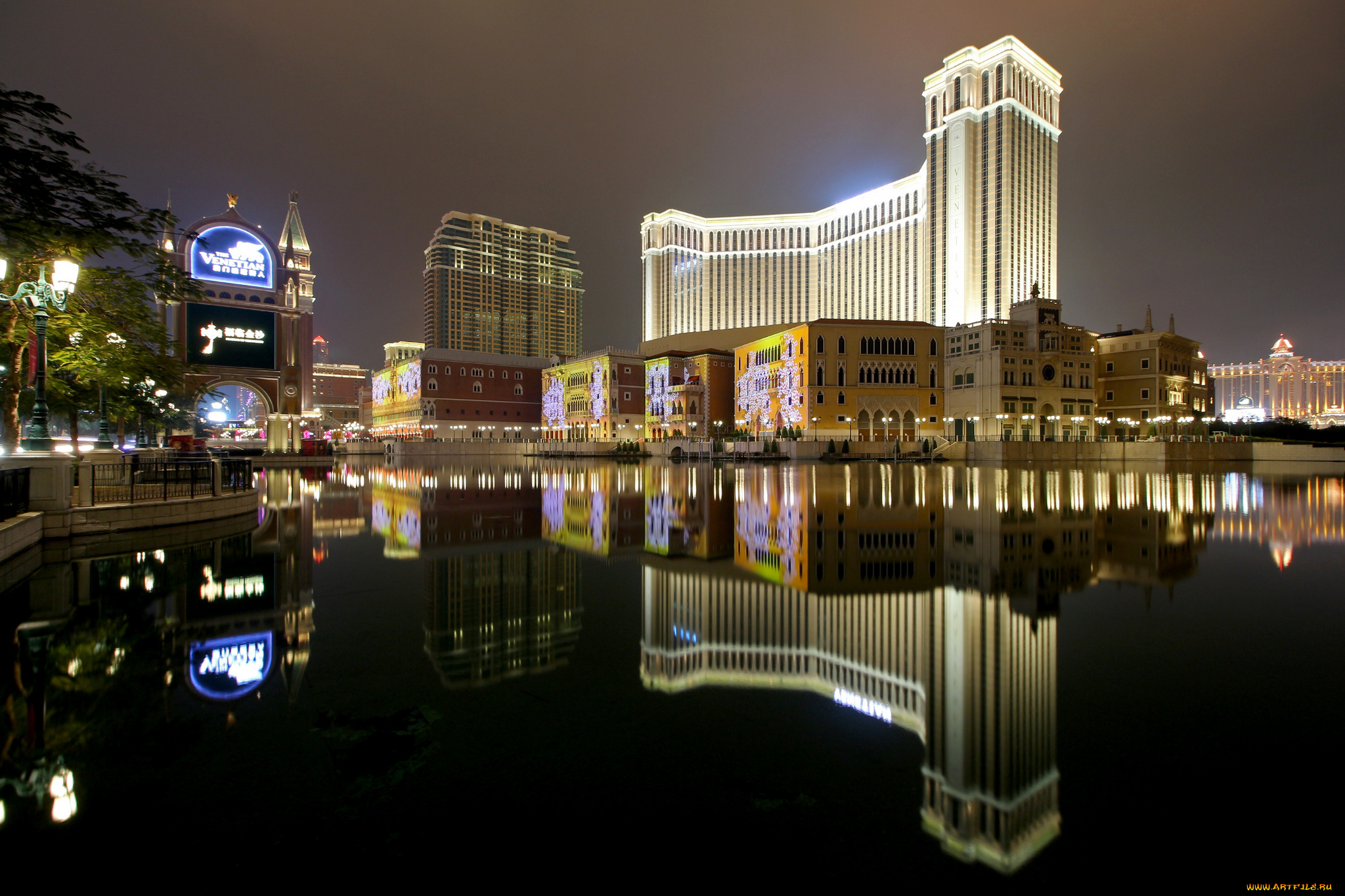 venetian, hotel, resort, &, casino, in, macau, , china, города, макао, , китай, огни, ночь