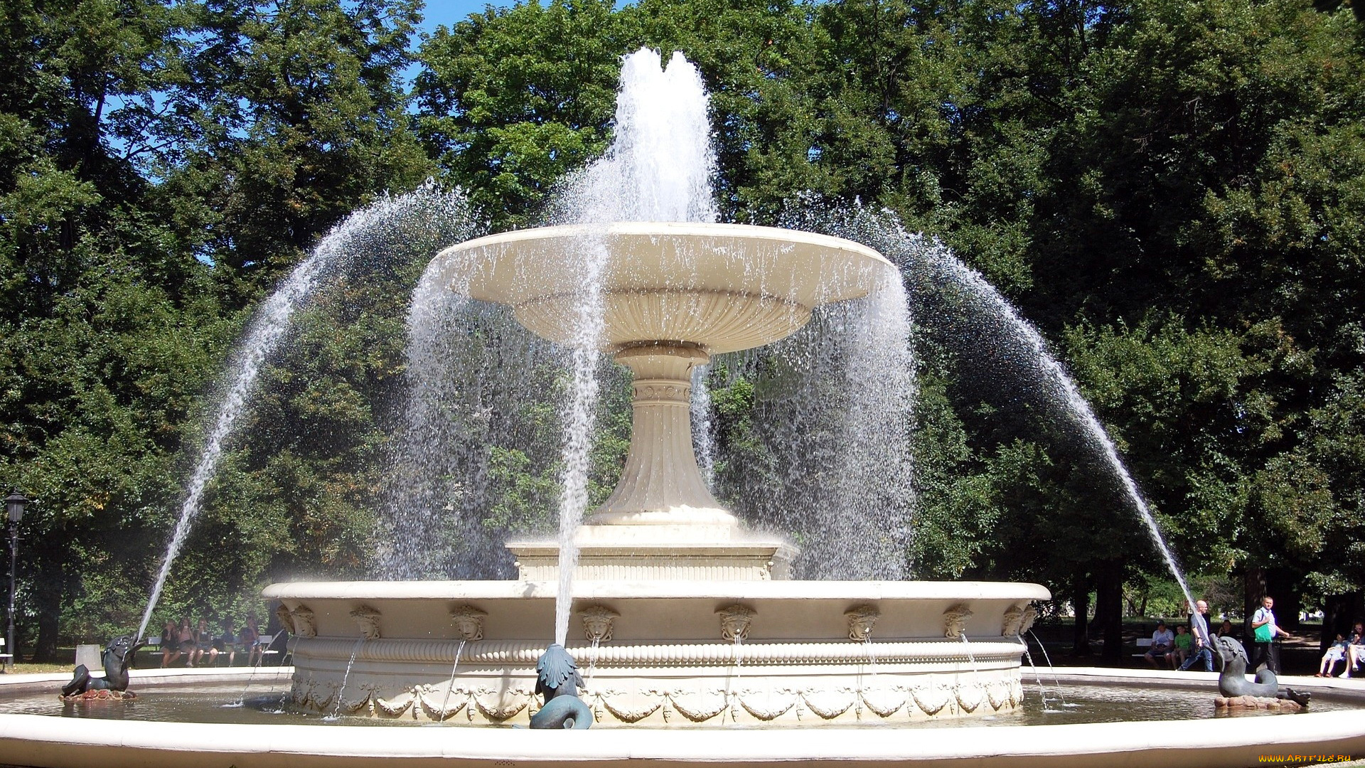 города, -, фонтаны, фонтан, парк