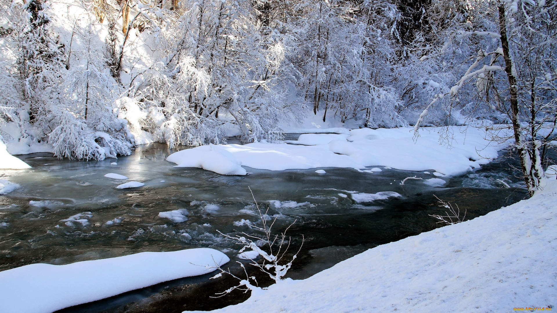 природа, реки, озера, снег, зима