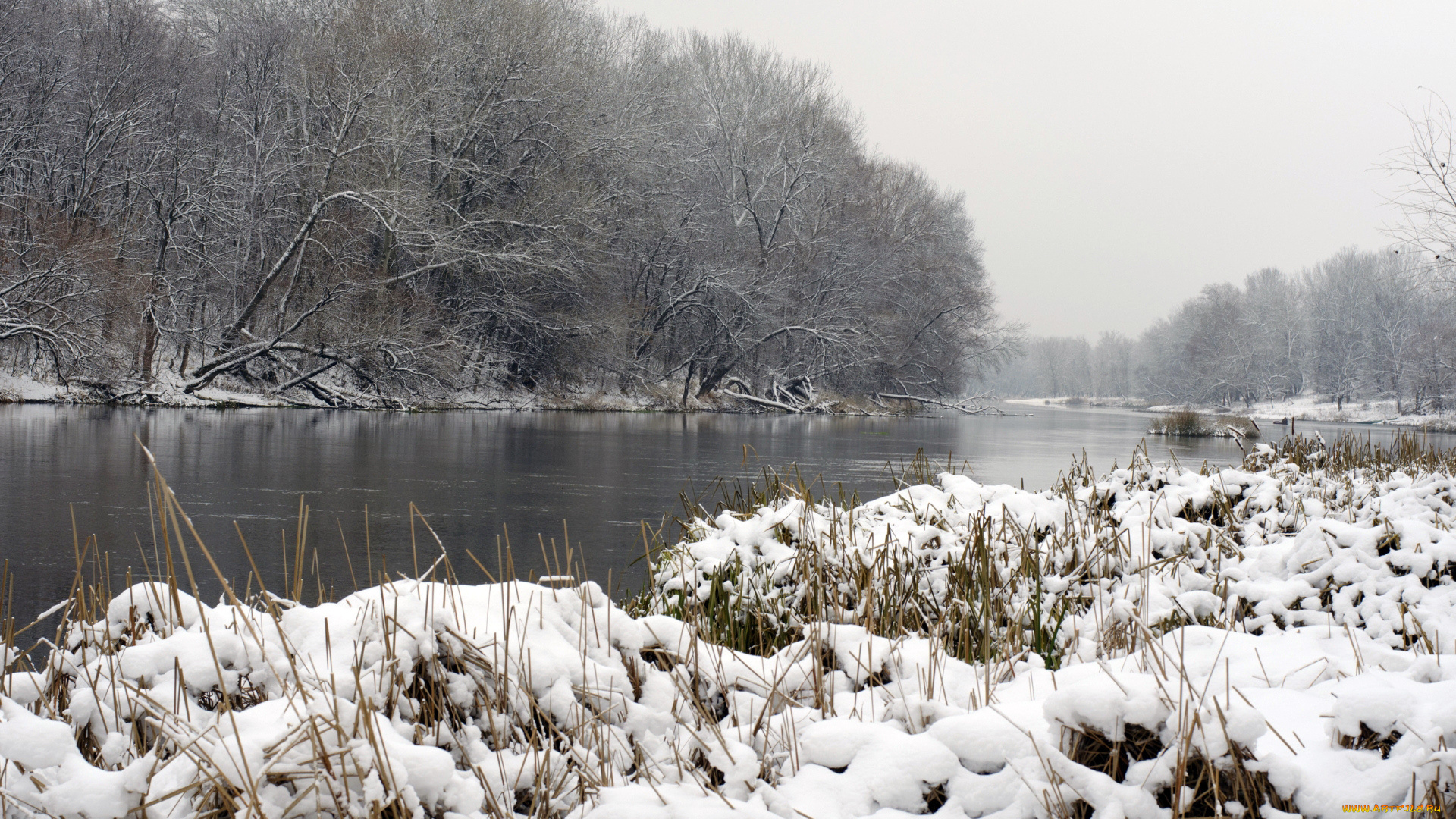 природа, реки, озера, снег, зима