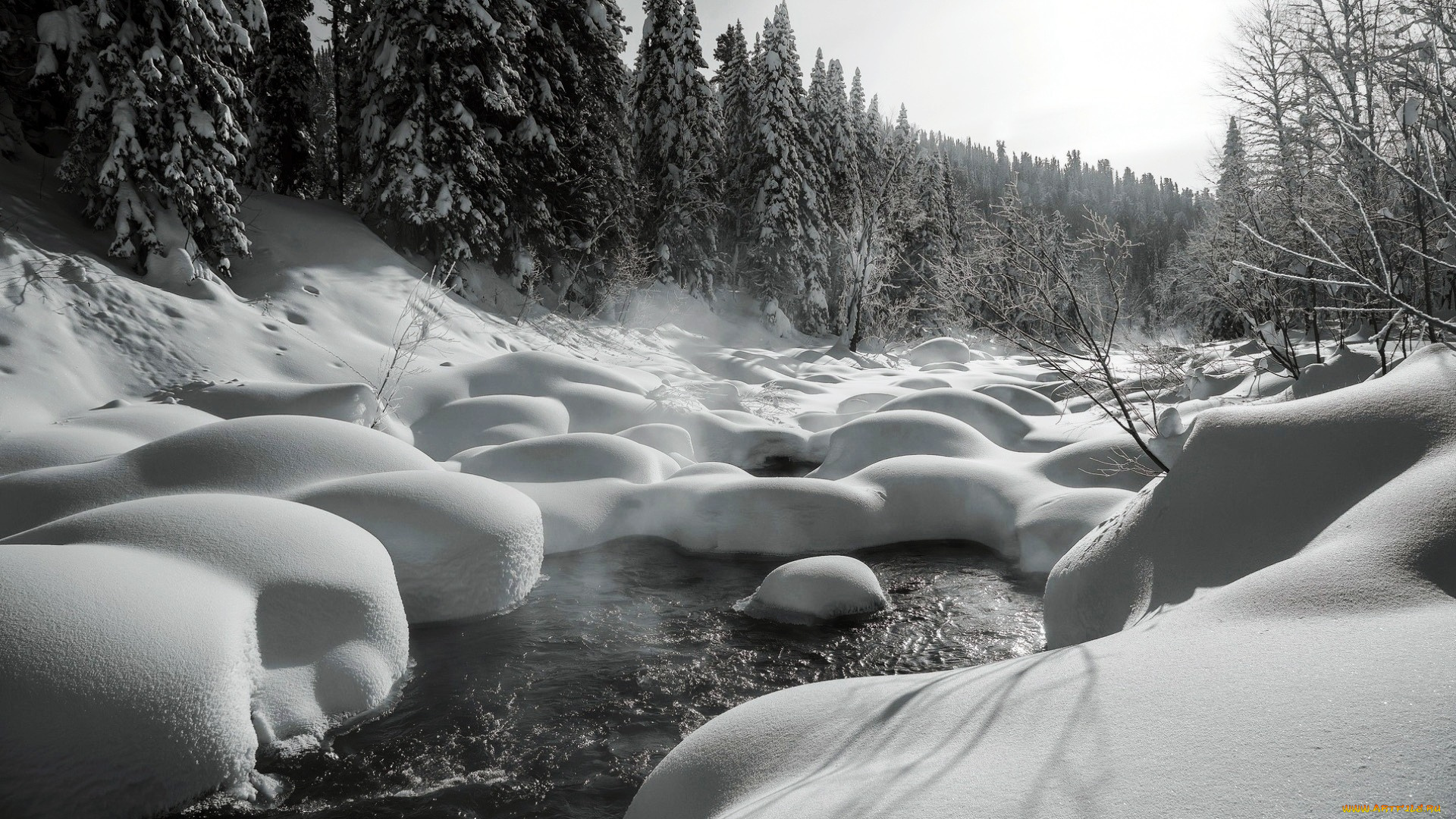 природа, реки, озера, зима, снег