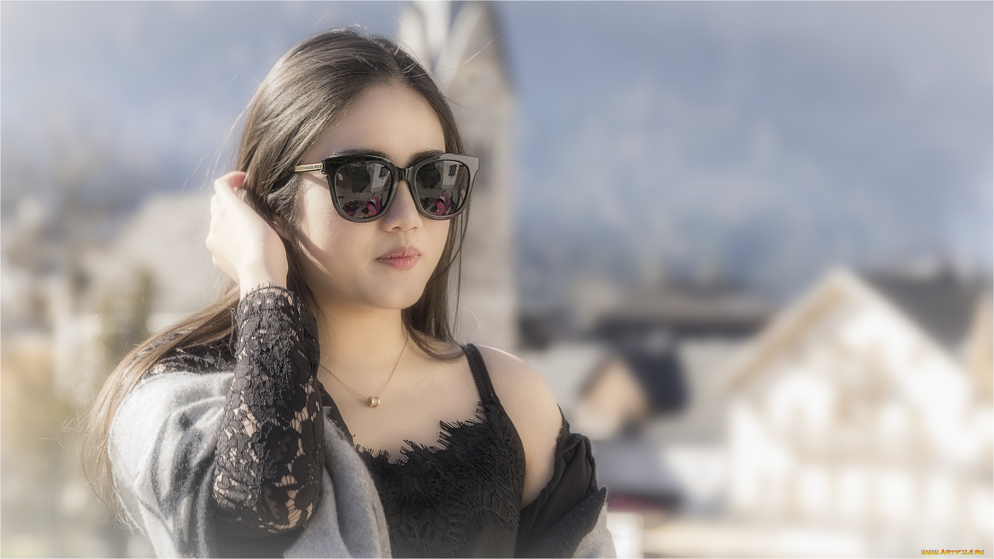 девушки, -unsort, , азиатки, лицо, взгляд