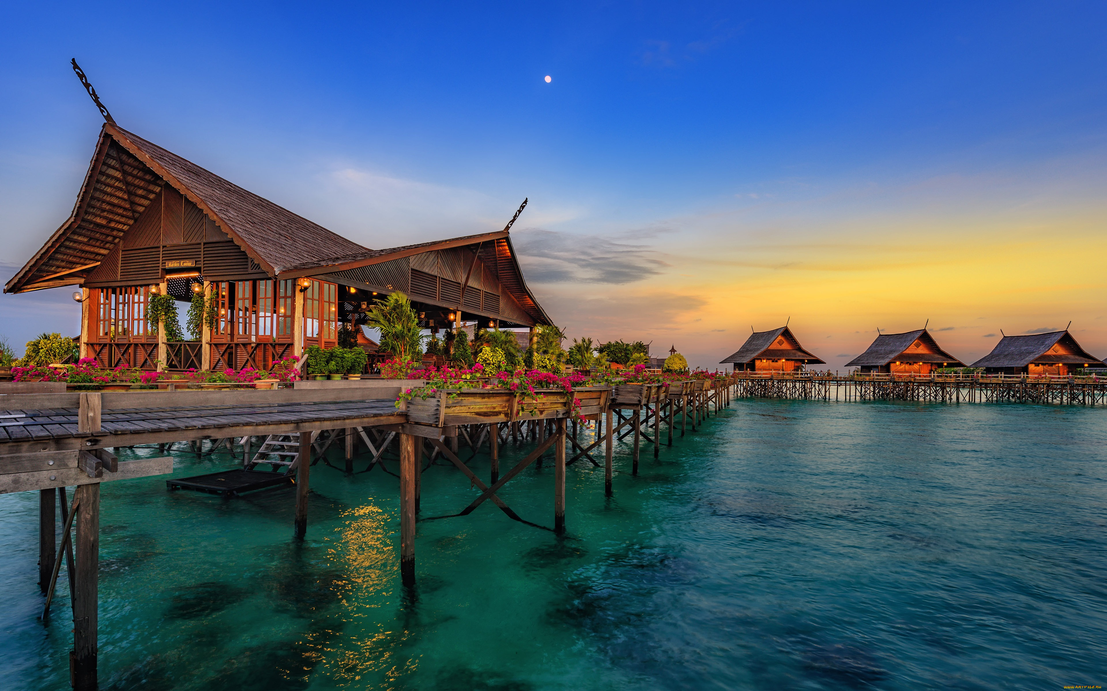 hainan, island, china, города, -, пейзажи, бунгало, остров, хайнань, китай, закат, гостиница, азия