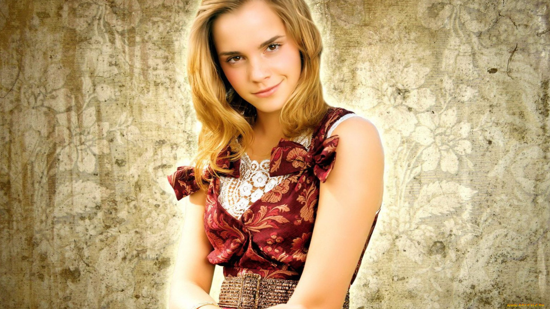 девушки, emma, watson, блондинка, платье