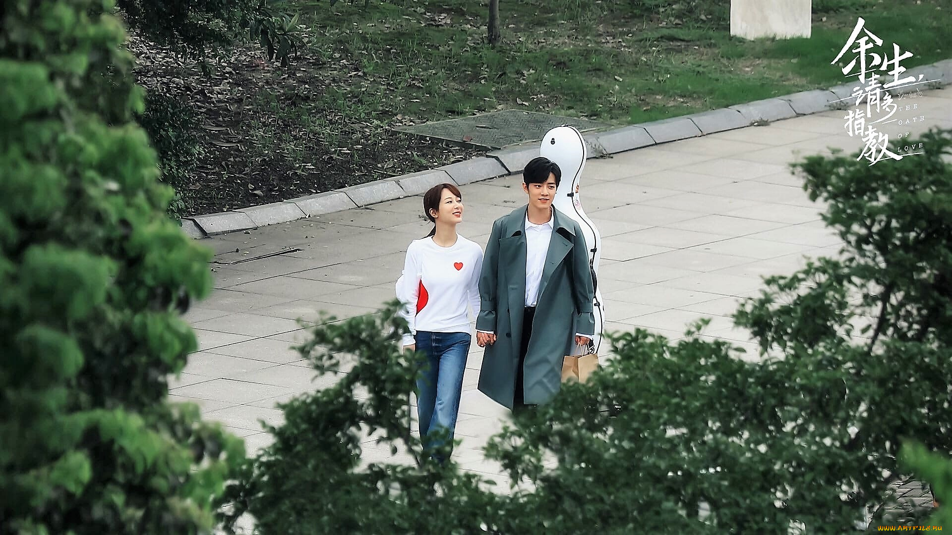 кино, фильмы, the, oath, of, love, пара, кофр, сад