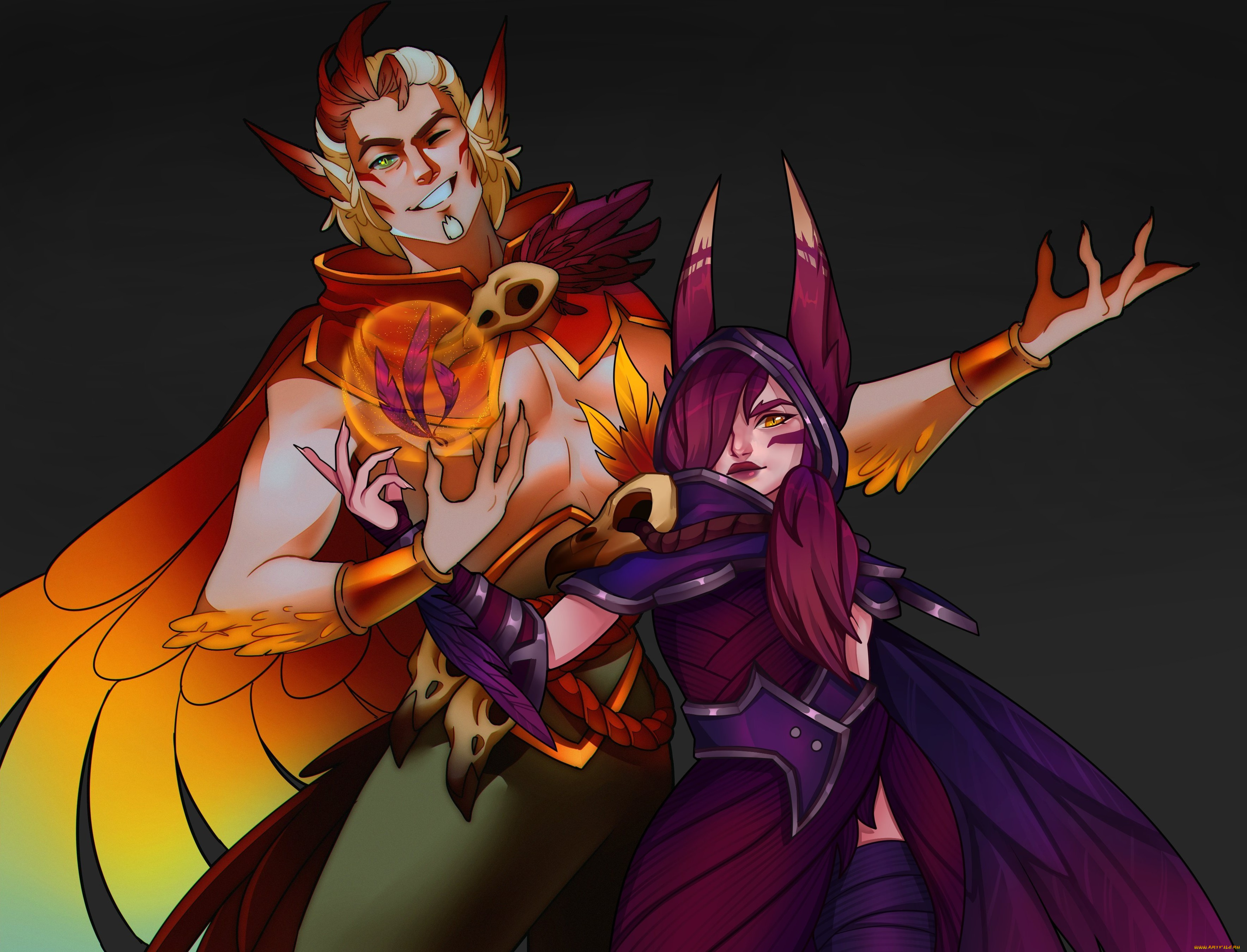 видео, игры, league, of, legends, xayah, rakan