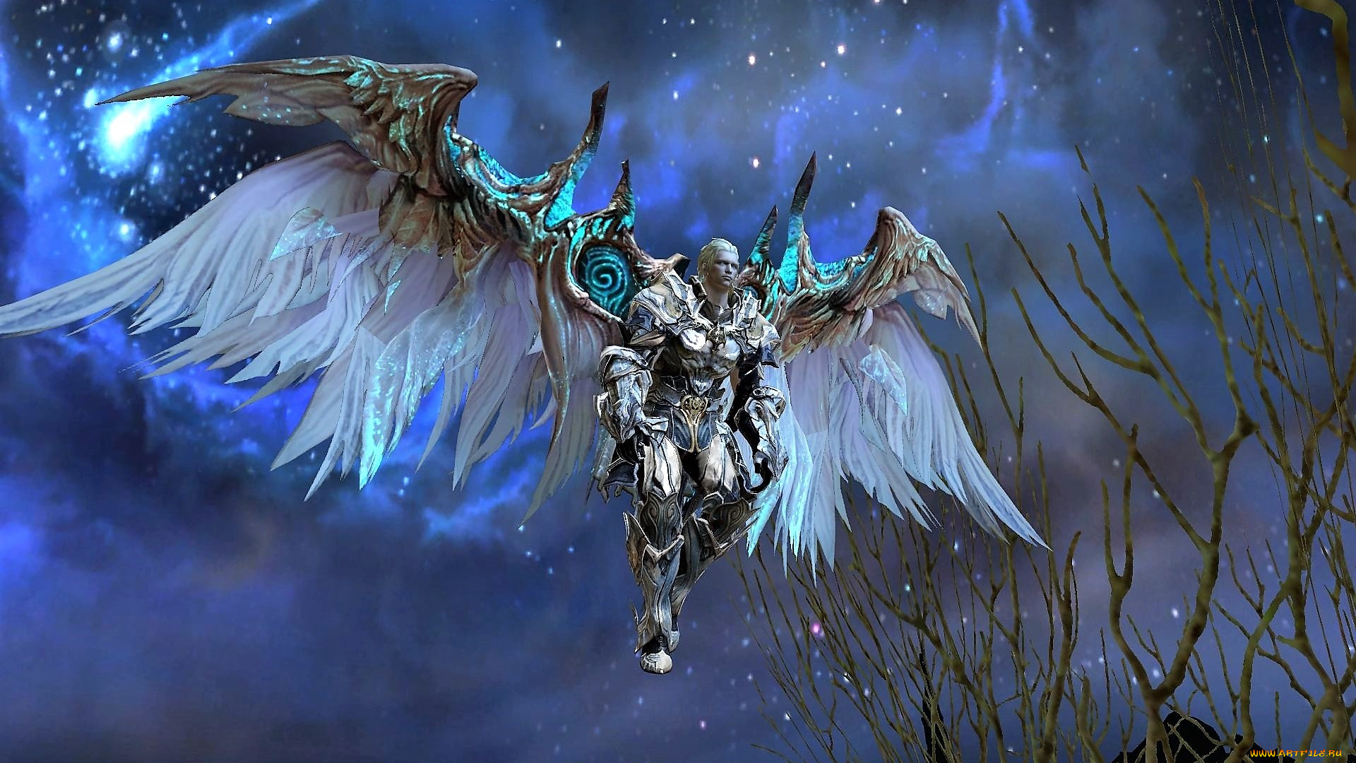 видео, игры, aion, ангел, крылья, звезды