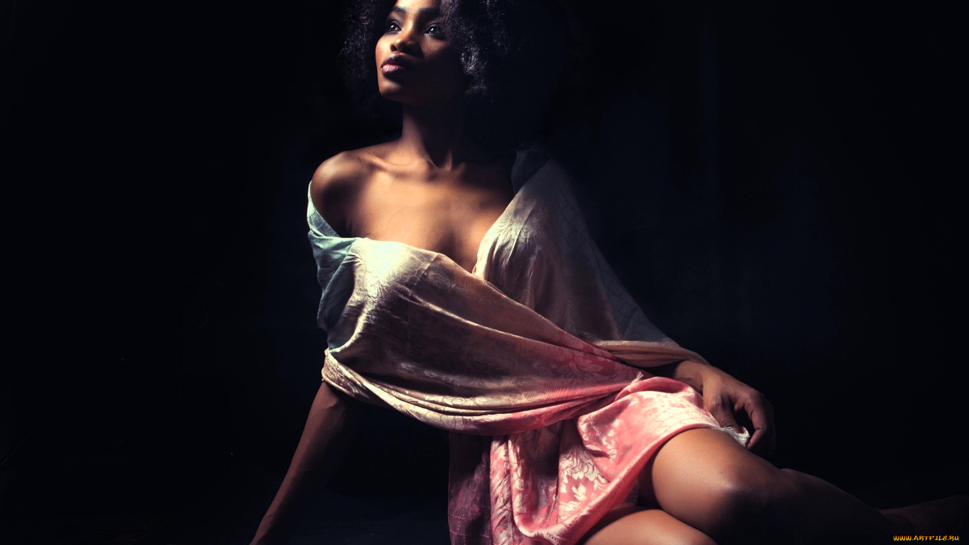 девушки, -, темнокожие, платье, наряд, пол