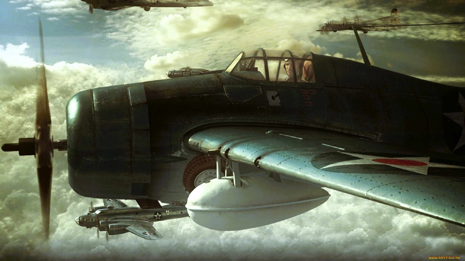 видео, игры, battlestations, , midway, самолеты, небо, полет, облака
