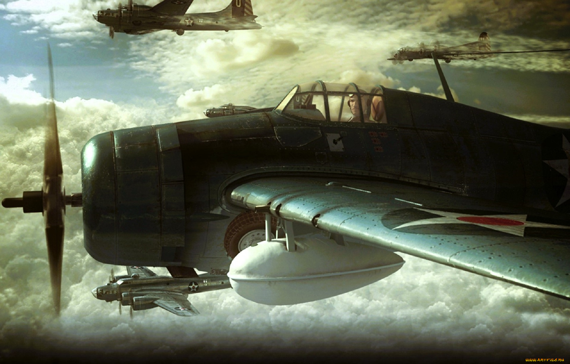 видео, игры, battlestations, , midway, самолеты, небо, полет, облака