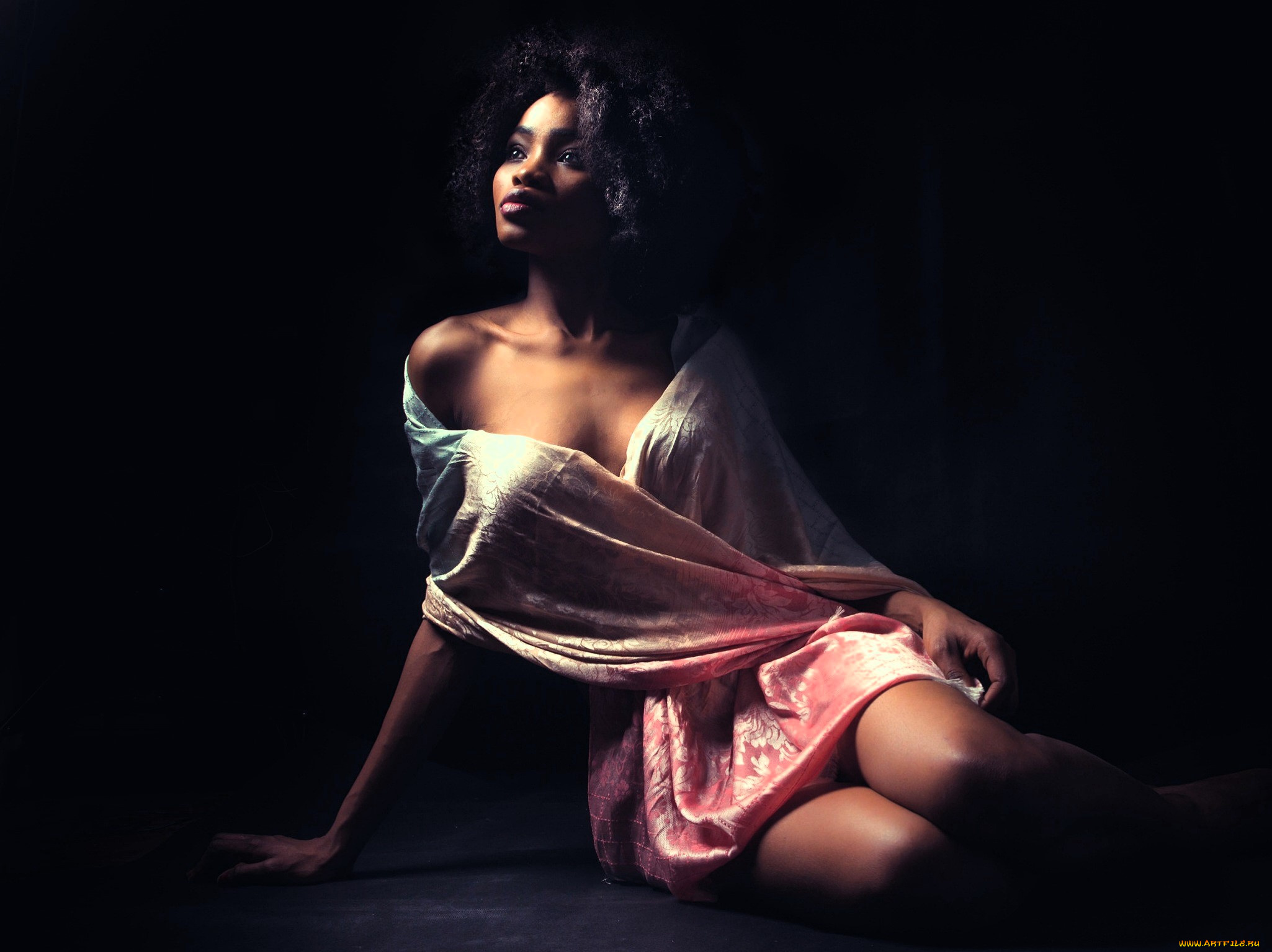 девушки, -, темнокожие, платье, наряд, пол