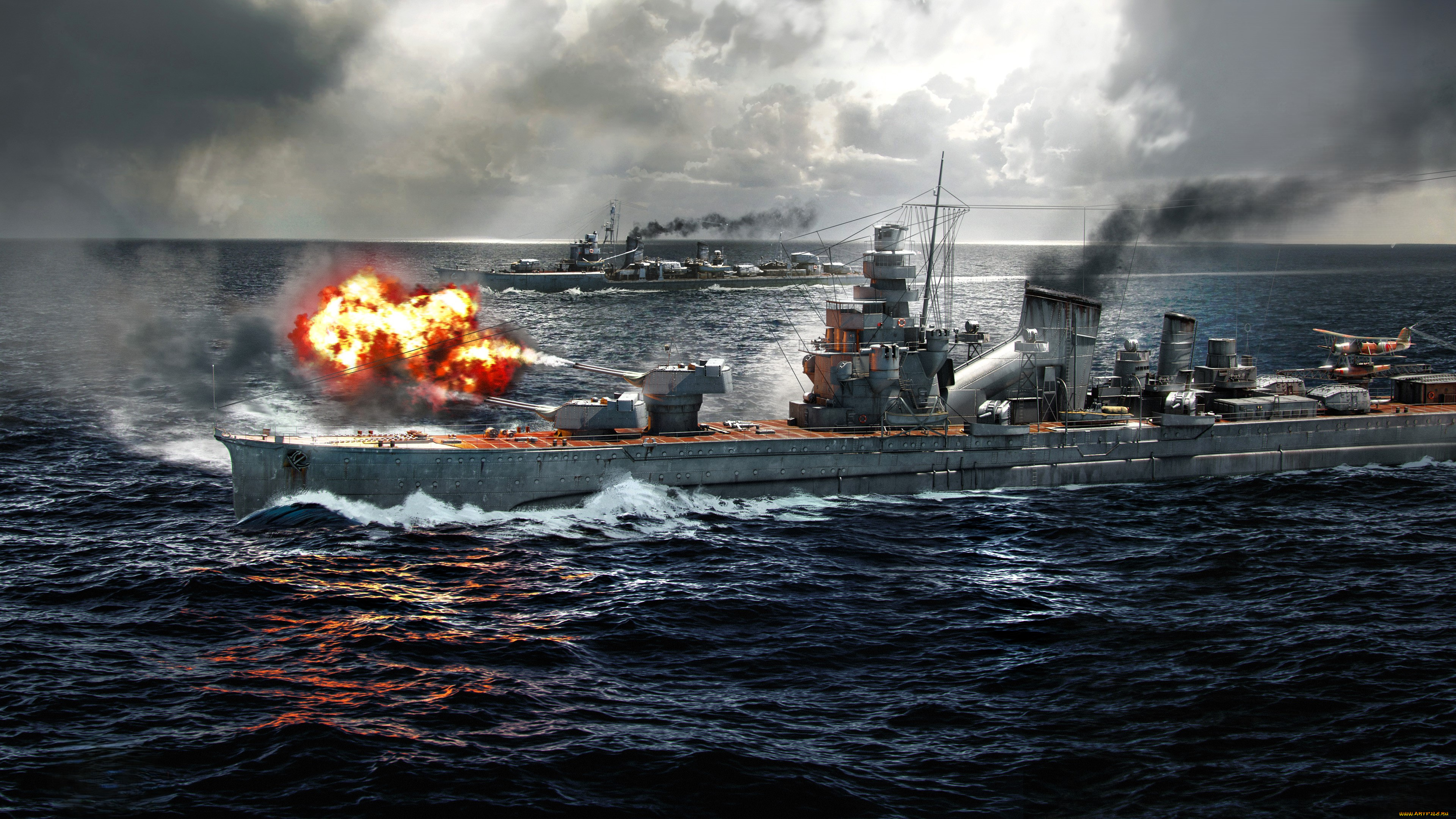 видео, игры, war, thunder, корабли, огонь, дым, море