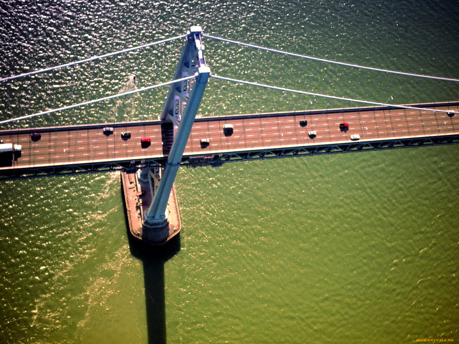 bay, bridge, aerial, view, san, francisco, california, города, сан, франциско, сша