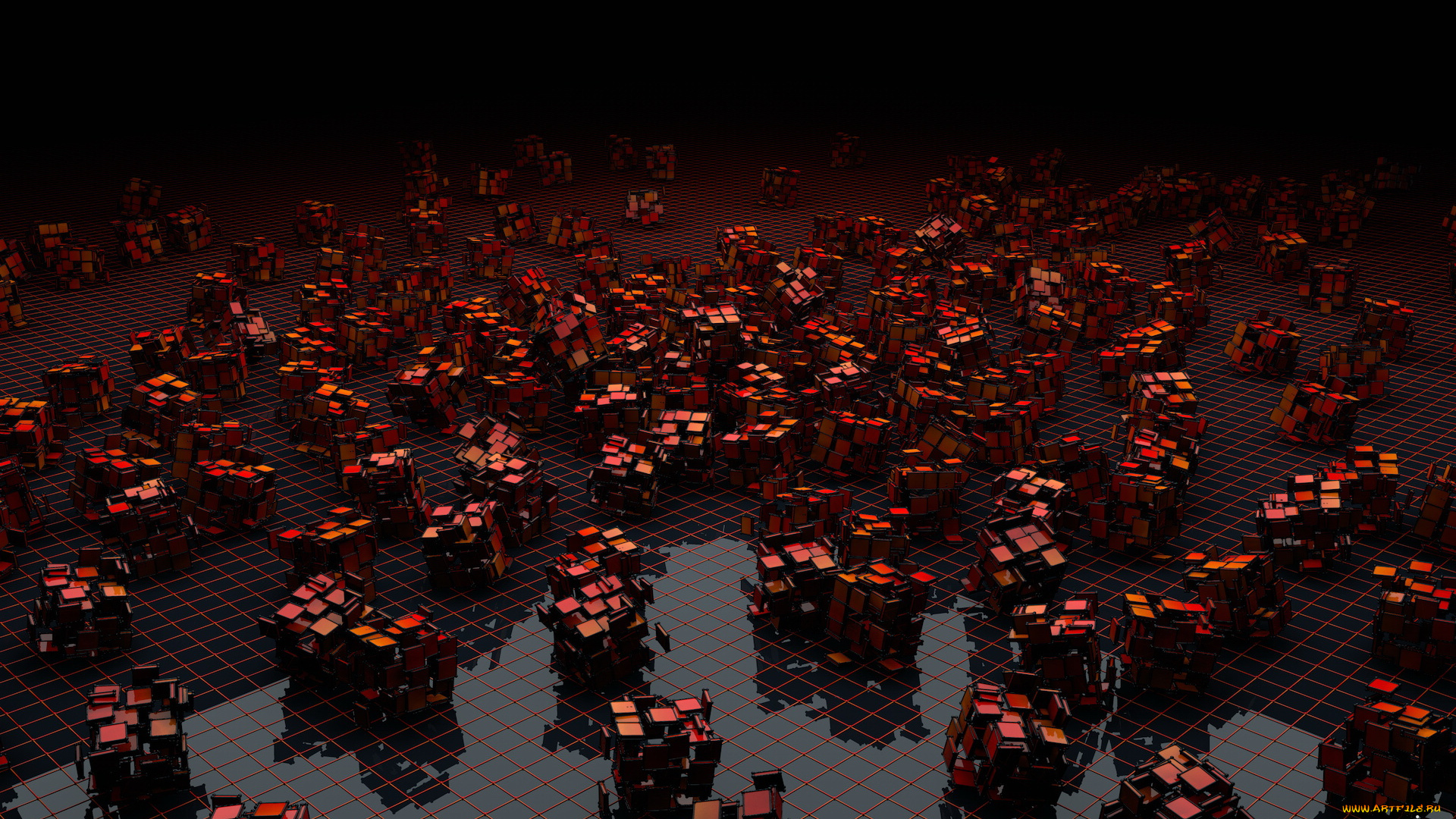 3д, графика, другое, клетка, кубики