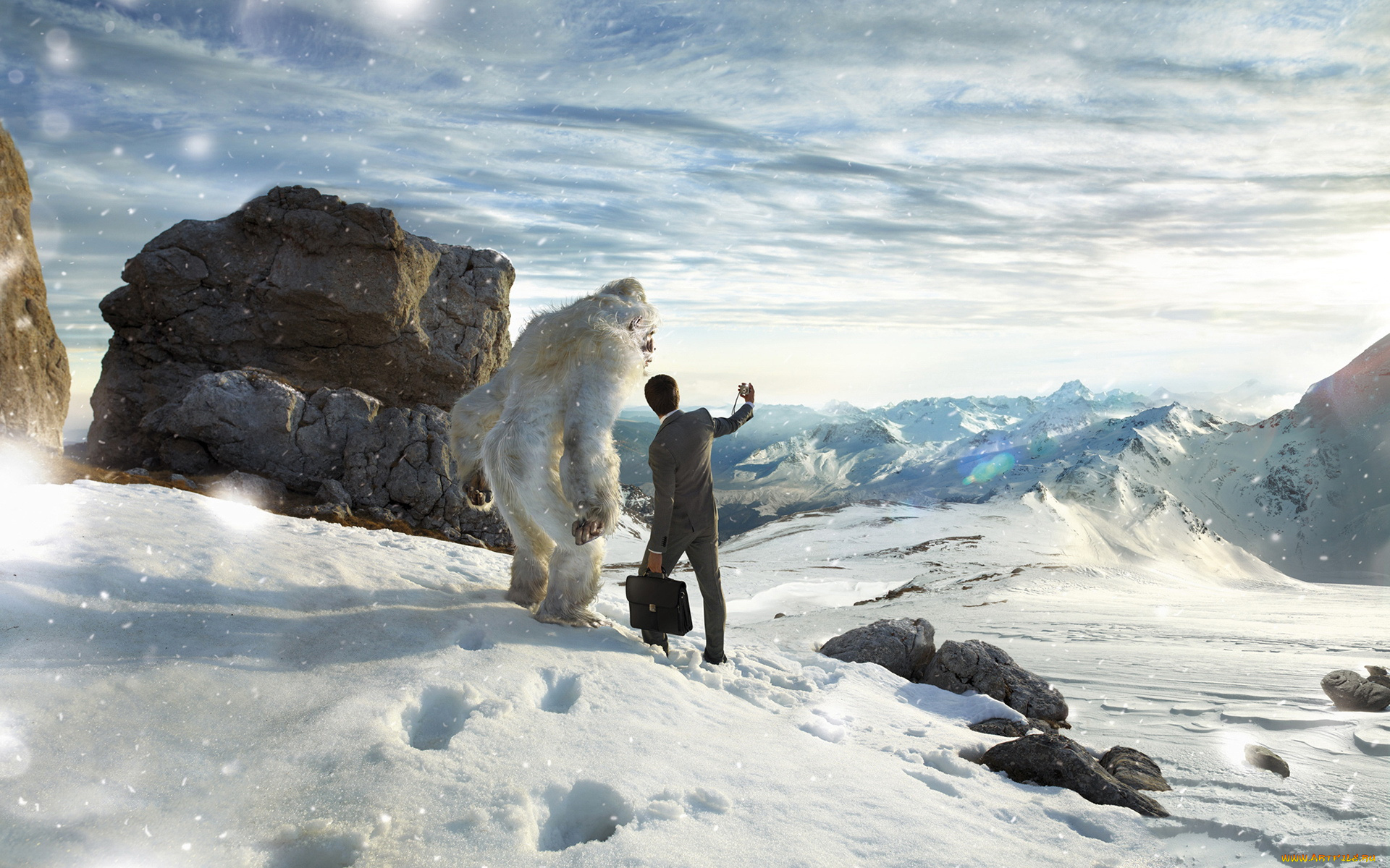 юмор, приколы, снег, ети, горы