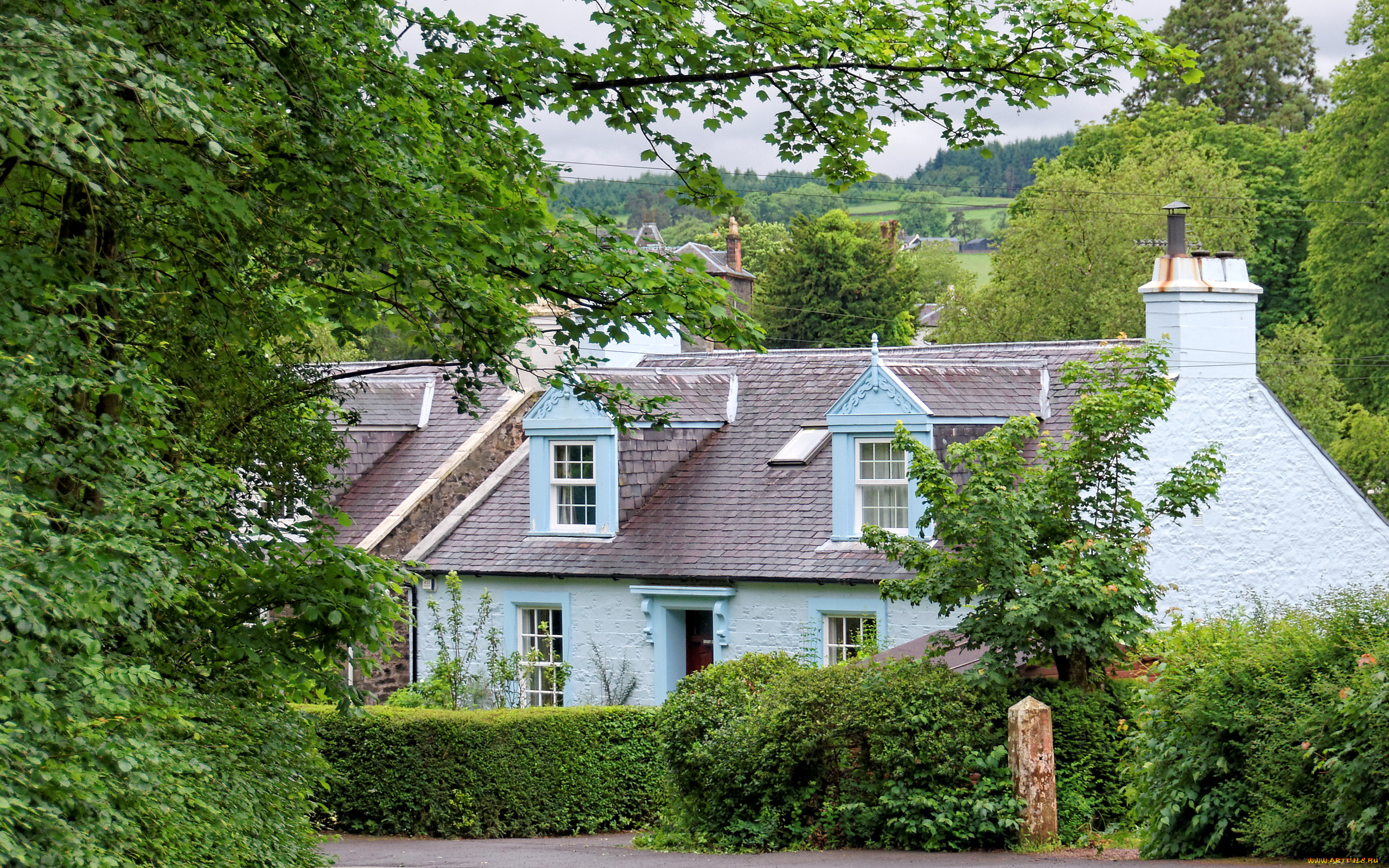 шотландия, моффат, города, здания, дома, дом, зелень