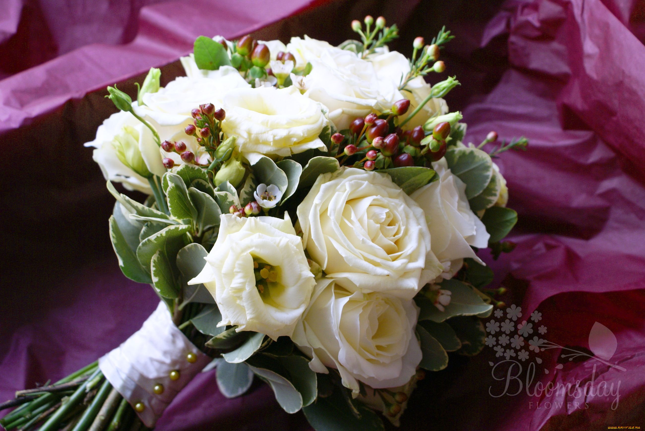 цветы, букеты, композиции, розы, эустома, белый