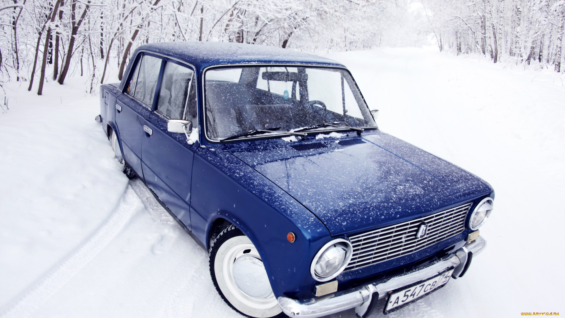 автомобили, ваз, 2101, копейка, жигули, классика, синяя, зима, снег, лес, иний