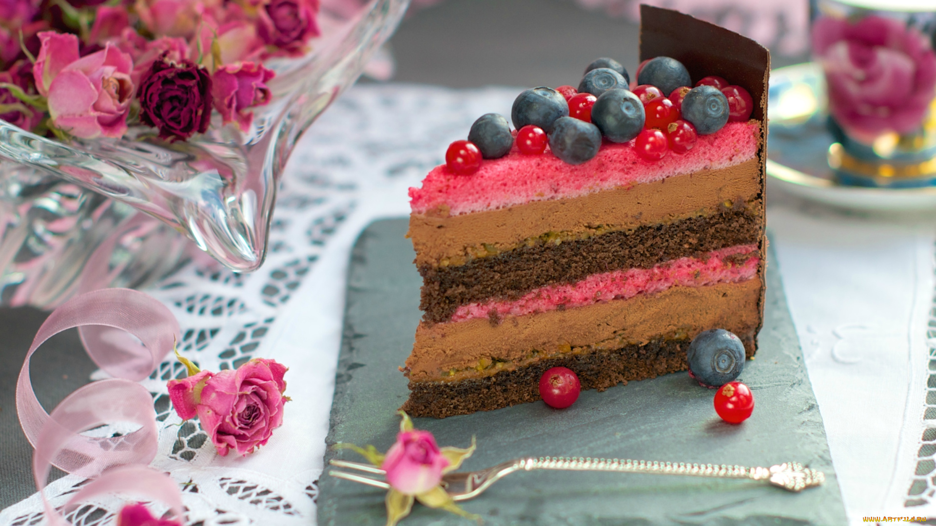 еда, торт, только, ягоды, кусок