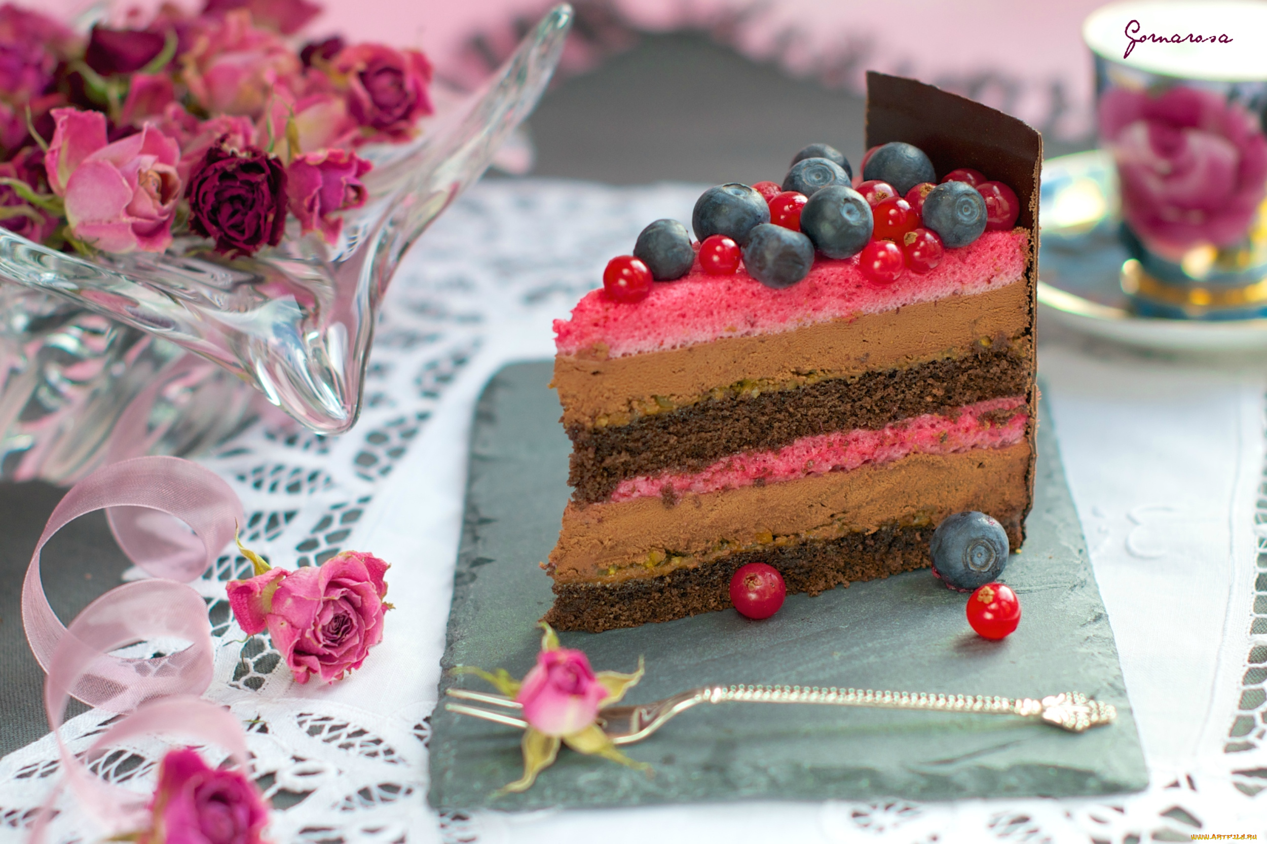 еда, торт, только, ягоды, кусок