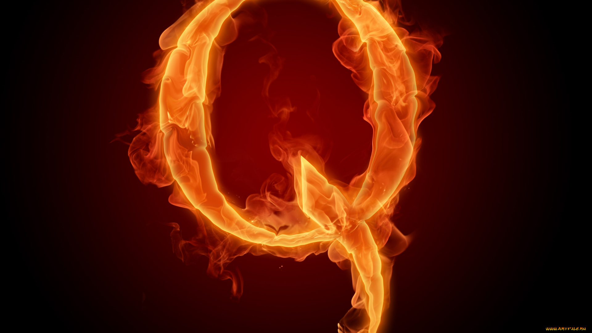 3д, графика, другое, , other, буква, литера, огонь, пламя, q