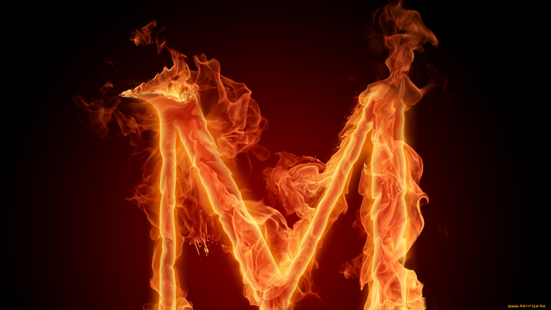 3д, графика, другое, , other, м, фон, огонь, буква