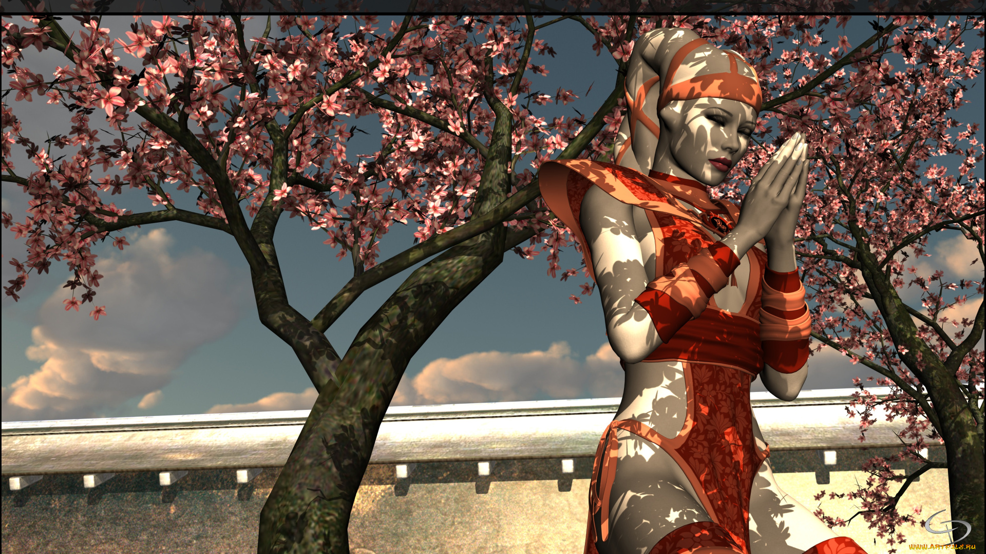 3д, графика, существа, , creatures, сакура, взгляд, халк