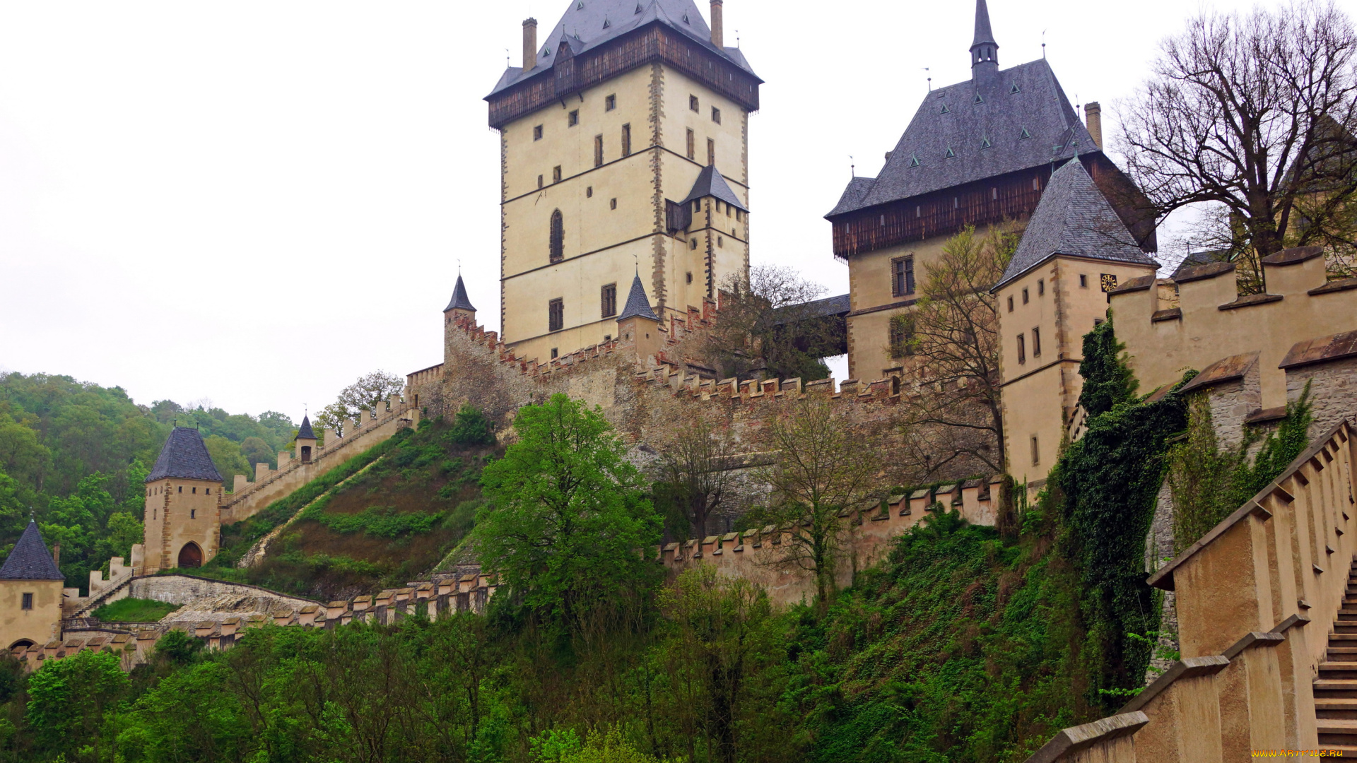 Чехия, замок, карлштейн, города, -, дворцы, , замки, , крепости, замок, карлштейн, Чехия