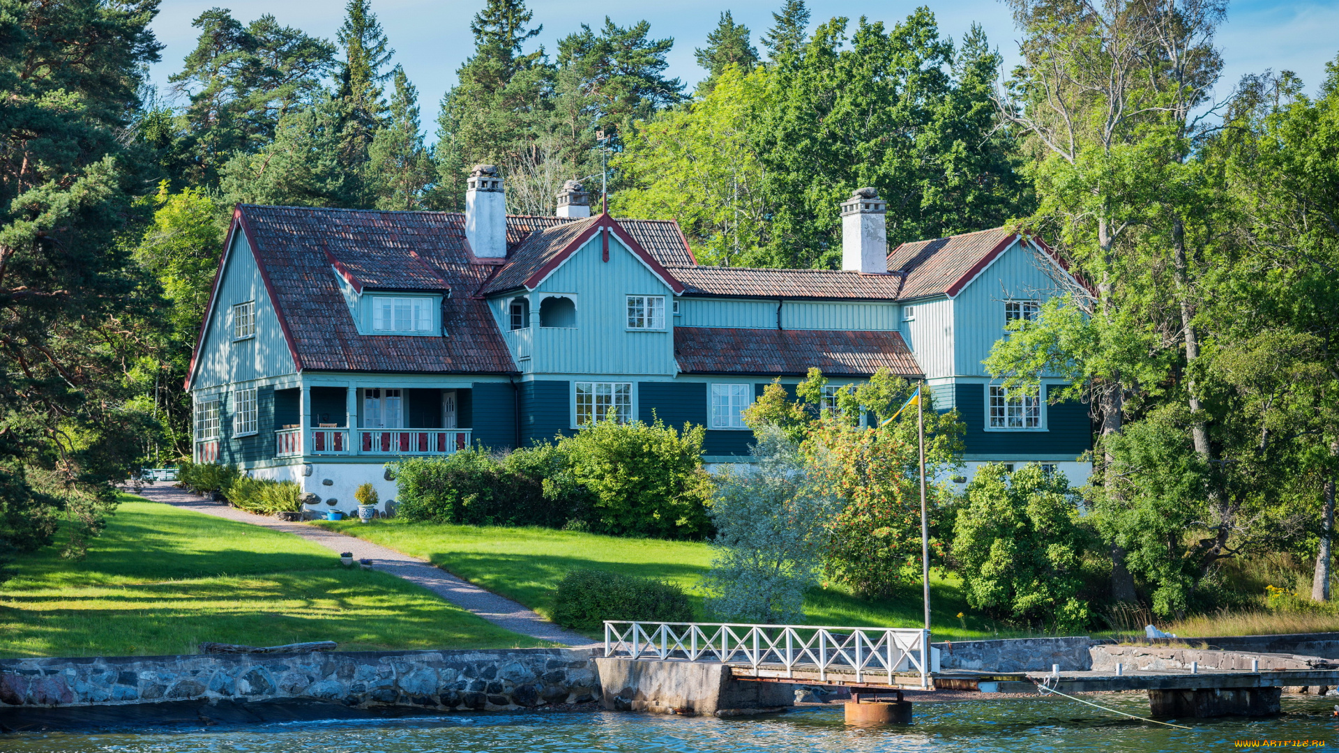 города, стокгольм, , швеция, стокгольм, дома, река, деревья, набережная