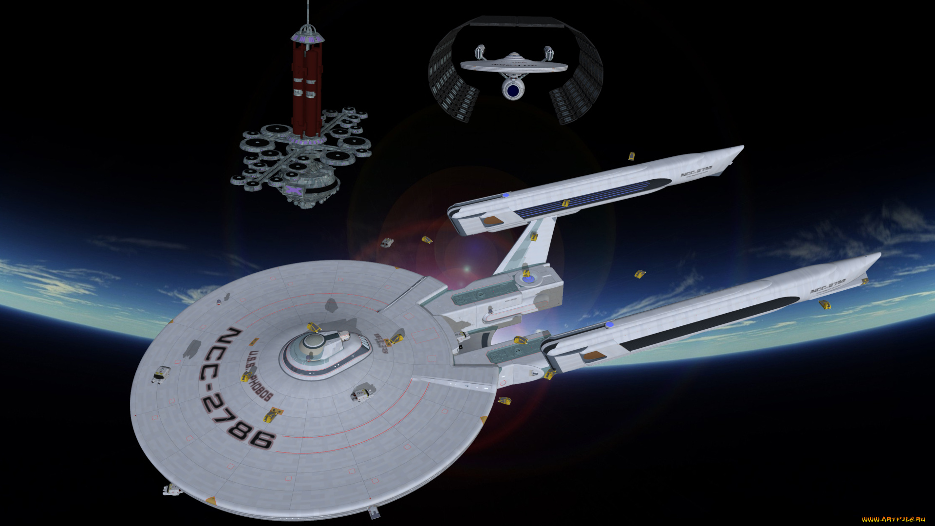 космос, арт, звезды, вселенная, космический, корабль