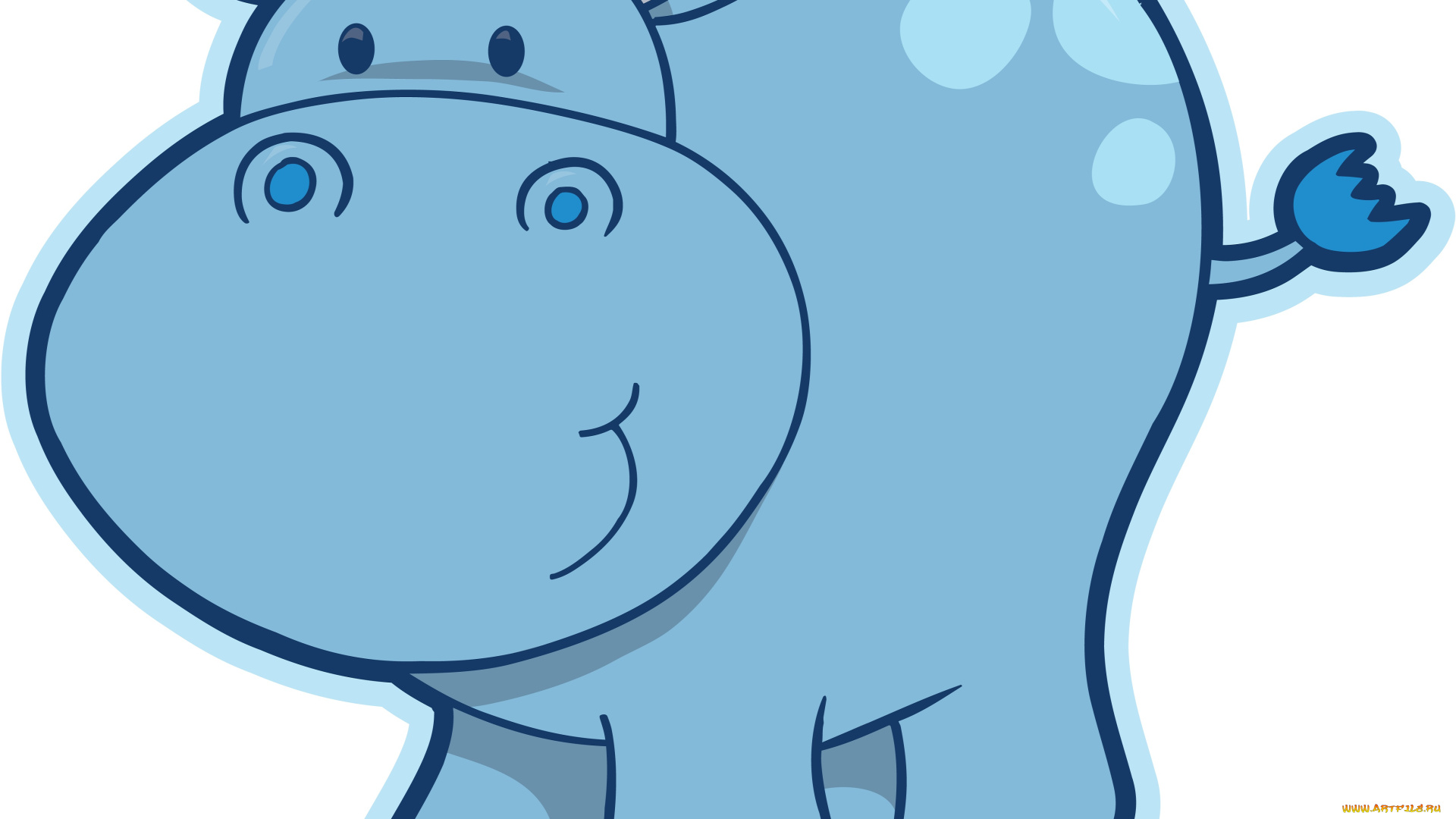 векторная, графика, животные, бегемот