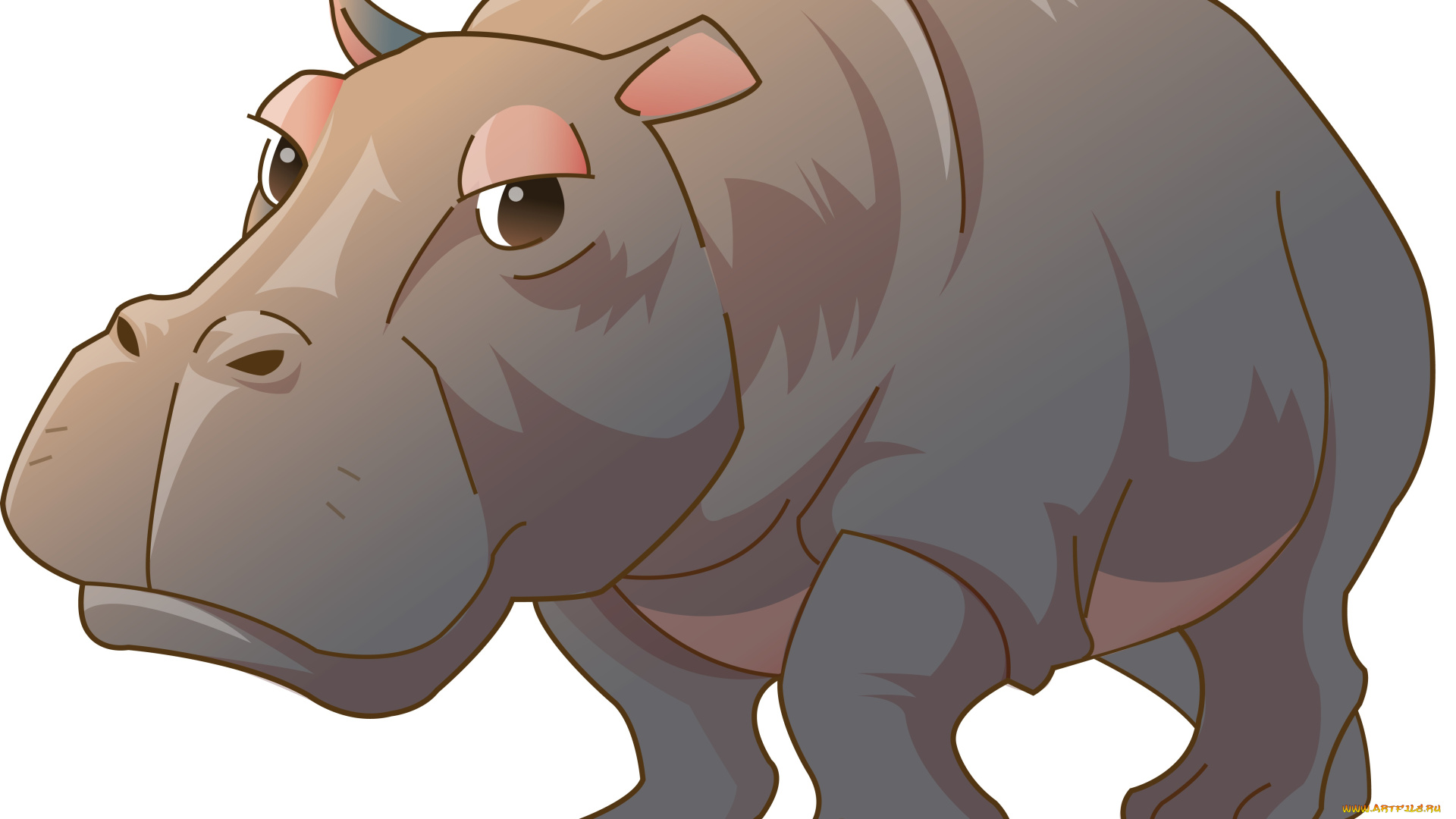 векторная, графика, животные, бегемот