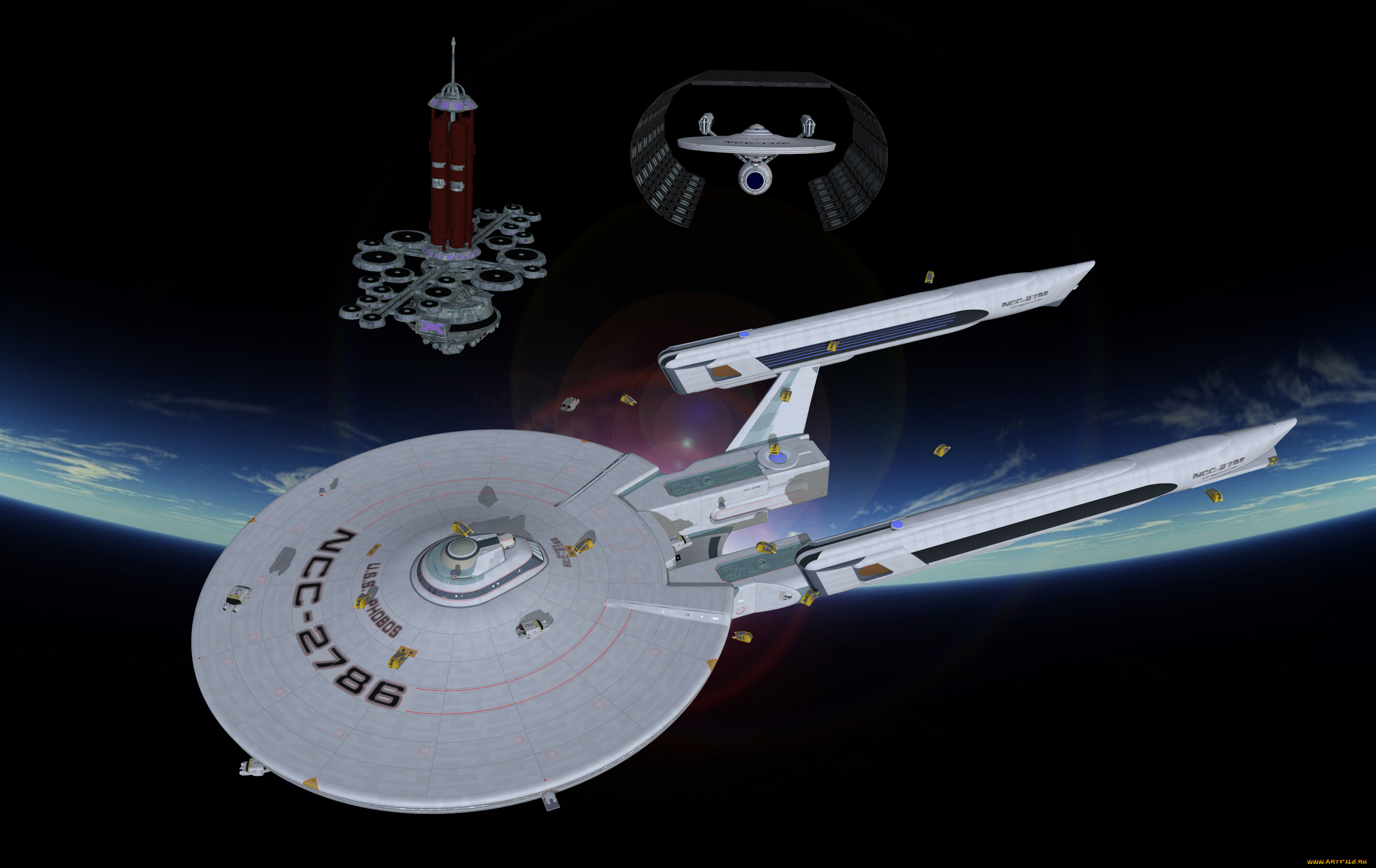 космос, арт, звезды, вселенная, космический, корабль