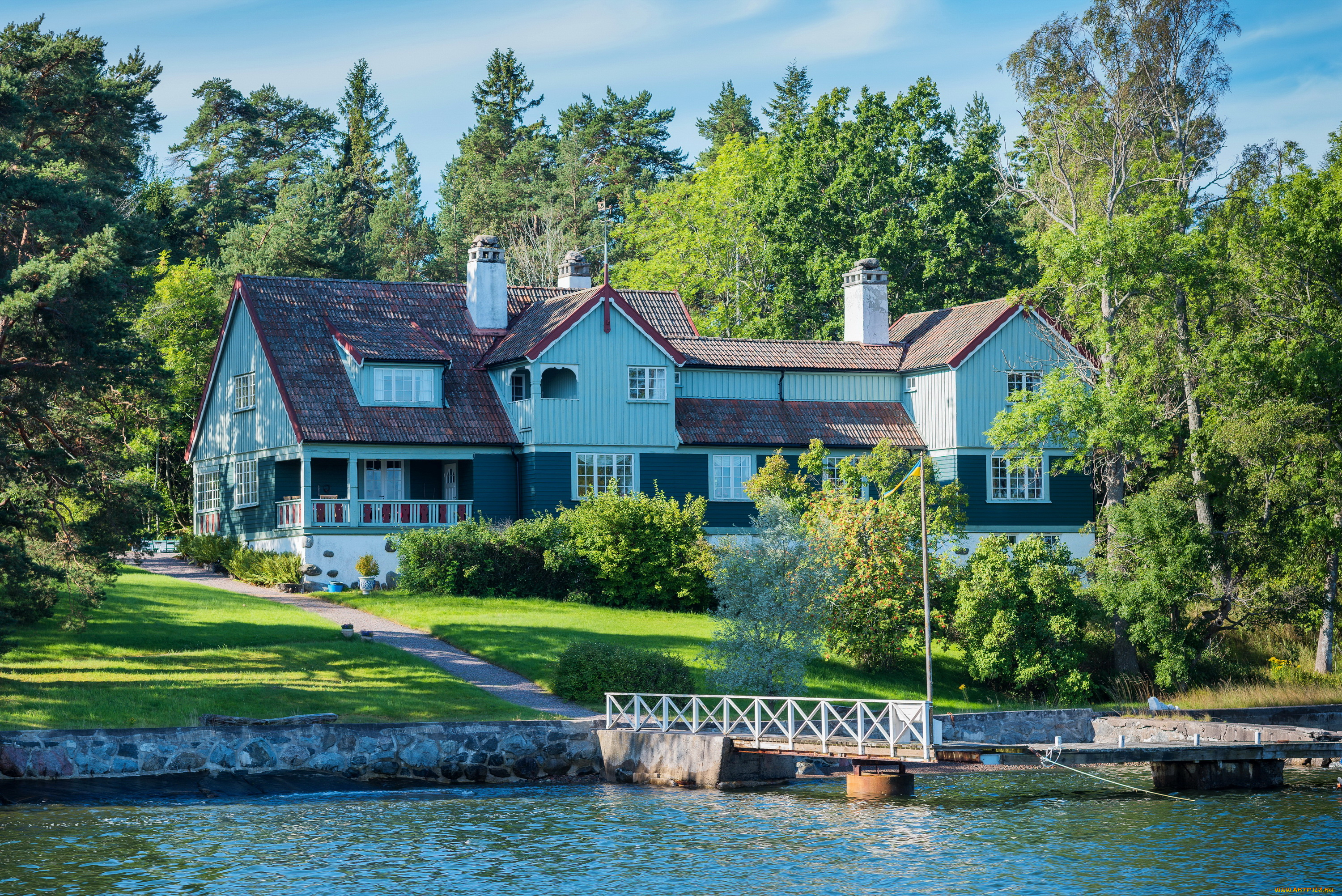 города, стокгольм, , швеция, стокгольм, дома, река, деревья, набережная
