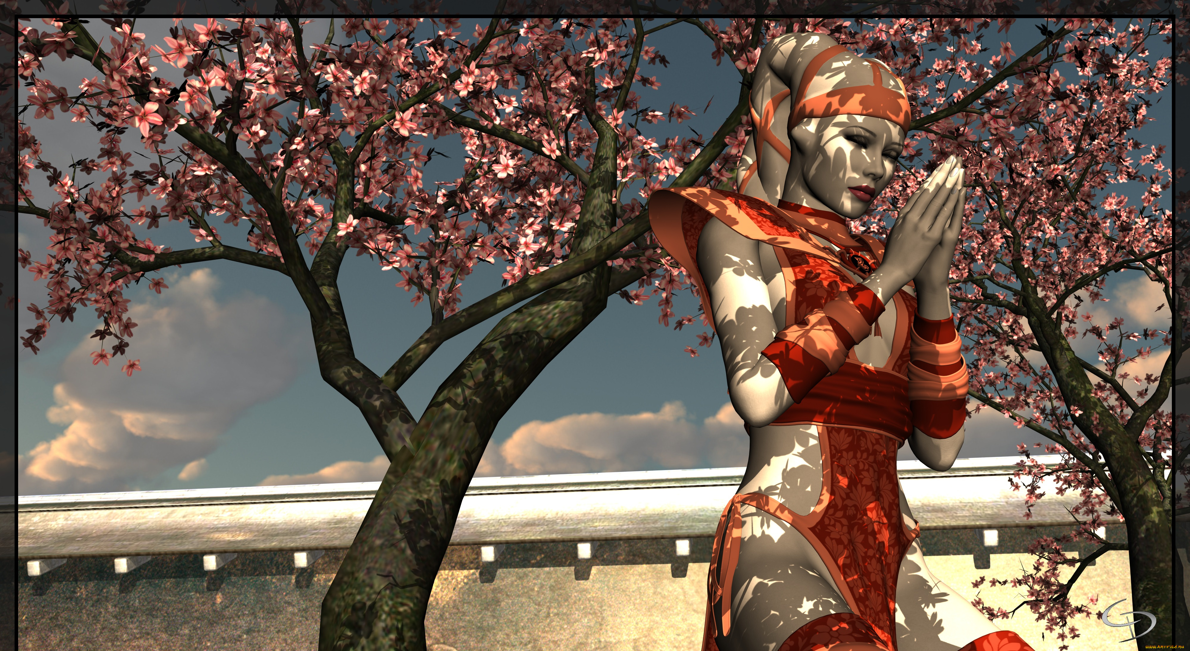 3д, графика, существа, , creatures, сакура, взгляд, халк