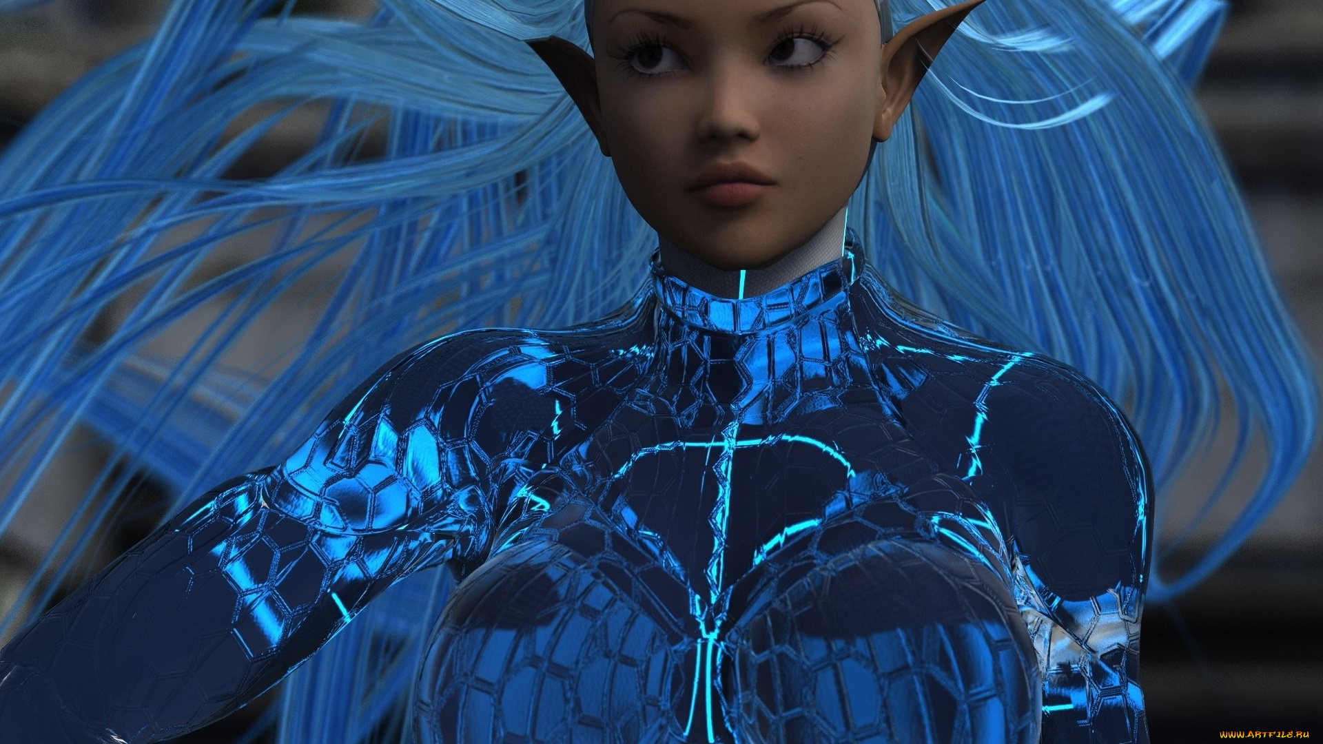 3д, графика, эльфы, , elves, эльфийка, взгляд, фон