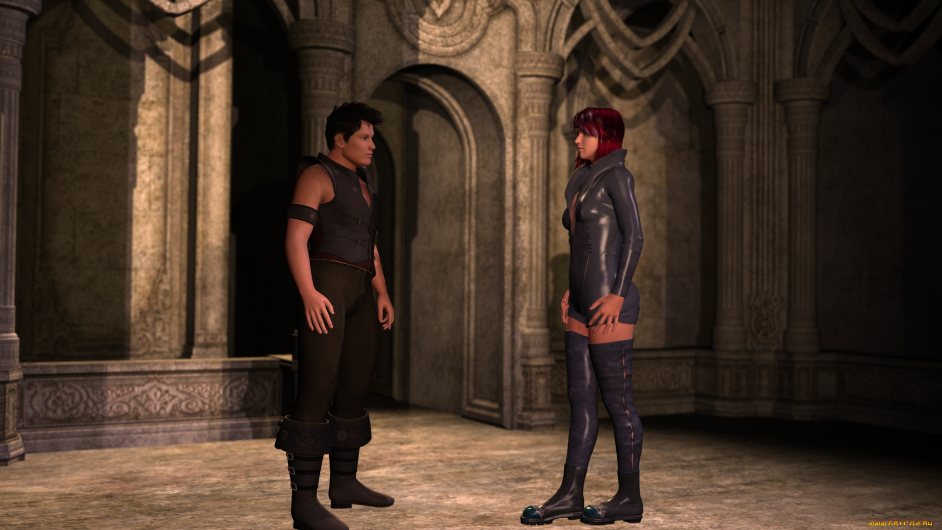 3д, графика, фантазия, , fantasy, девушка, взгляд, фон, мужчина