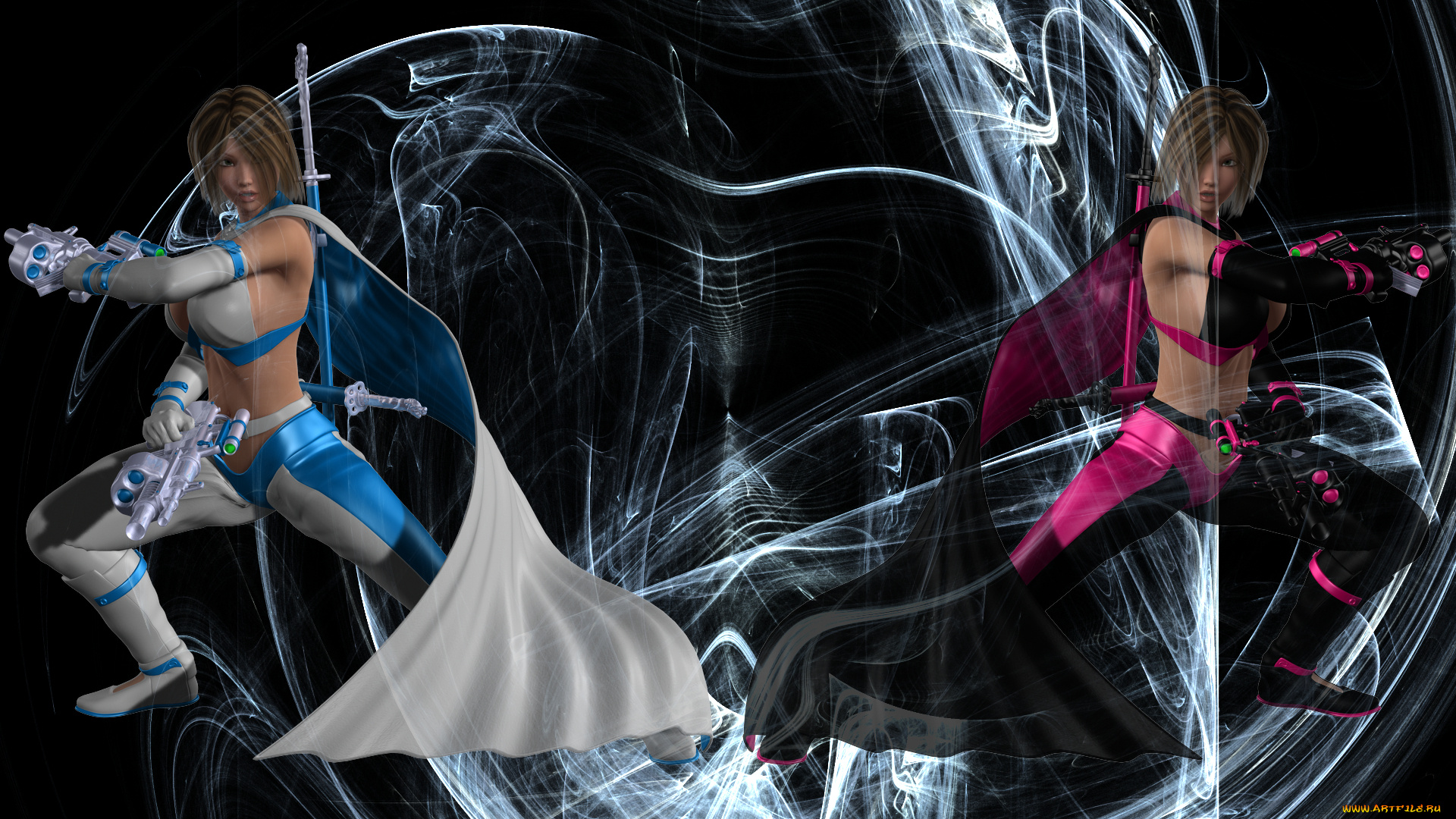 3д, графика, фантазия, , fantasy, девушки, взгляд, фон, оружие