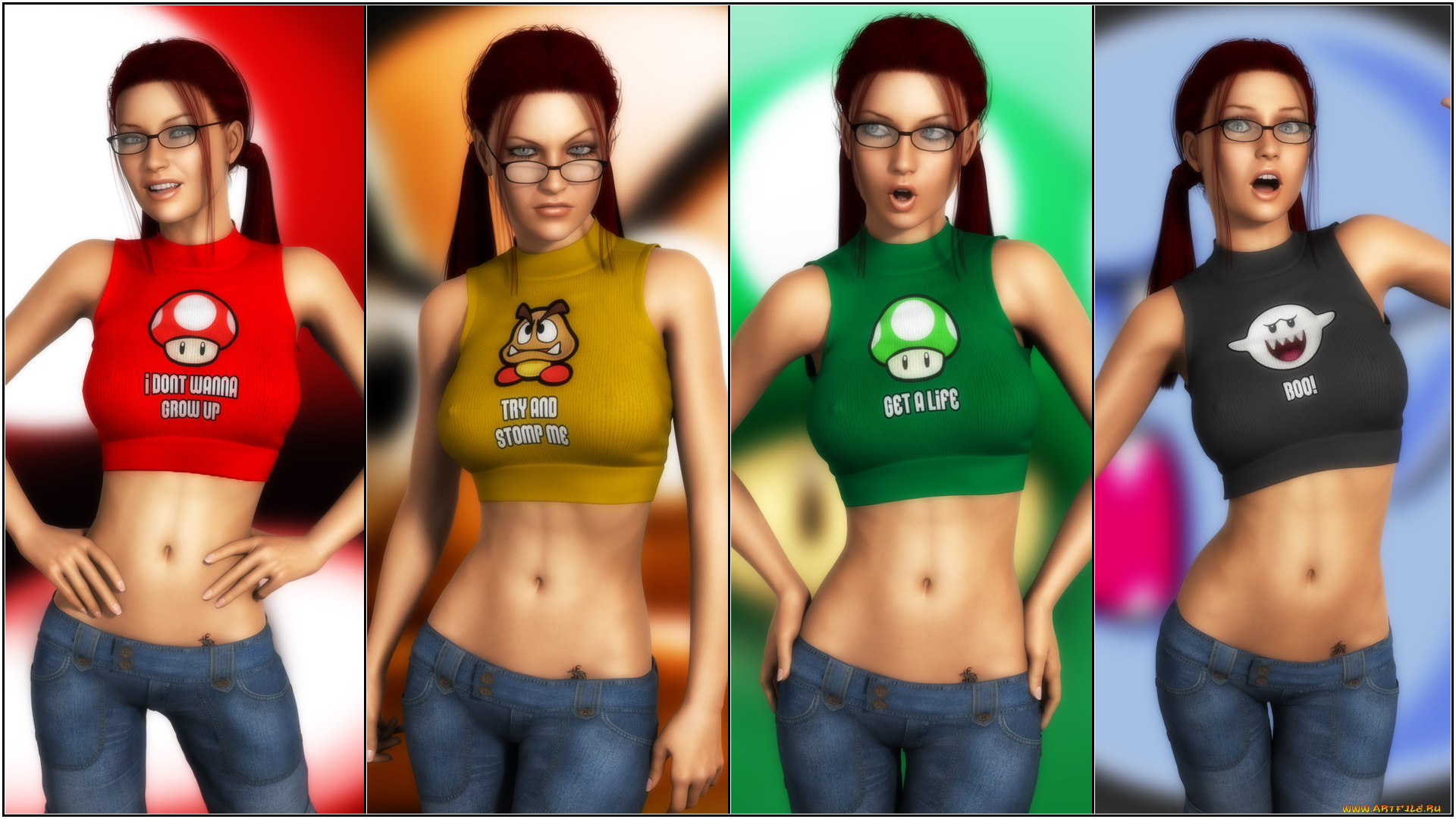 3д, графика, люди, , people, девушки, взгляд, фон