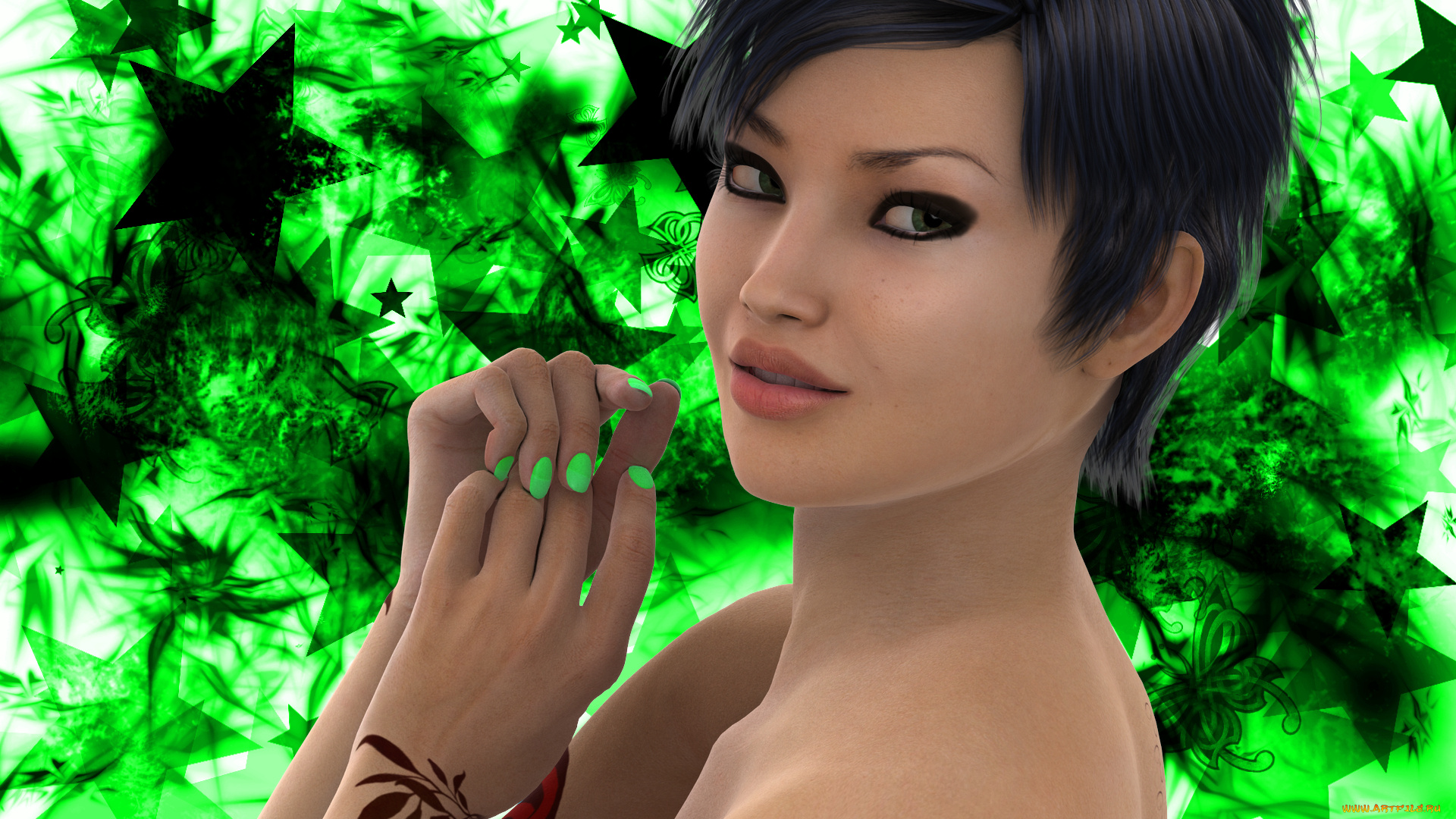 3д, графика, портрет, , portraits, фон, взгляд, девушка