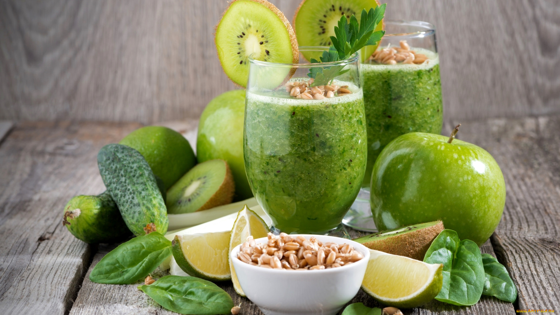 еда, напитки, , коктейль, зеленый, смузи, бокал, киви, яблоко, базилик, пшеница, огурец, петрушка, лайм
