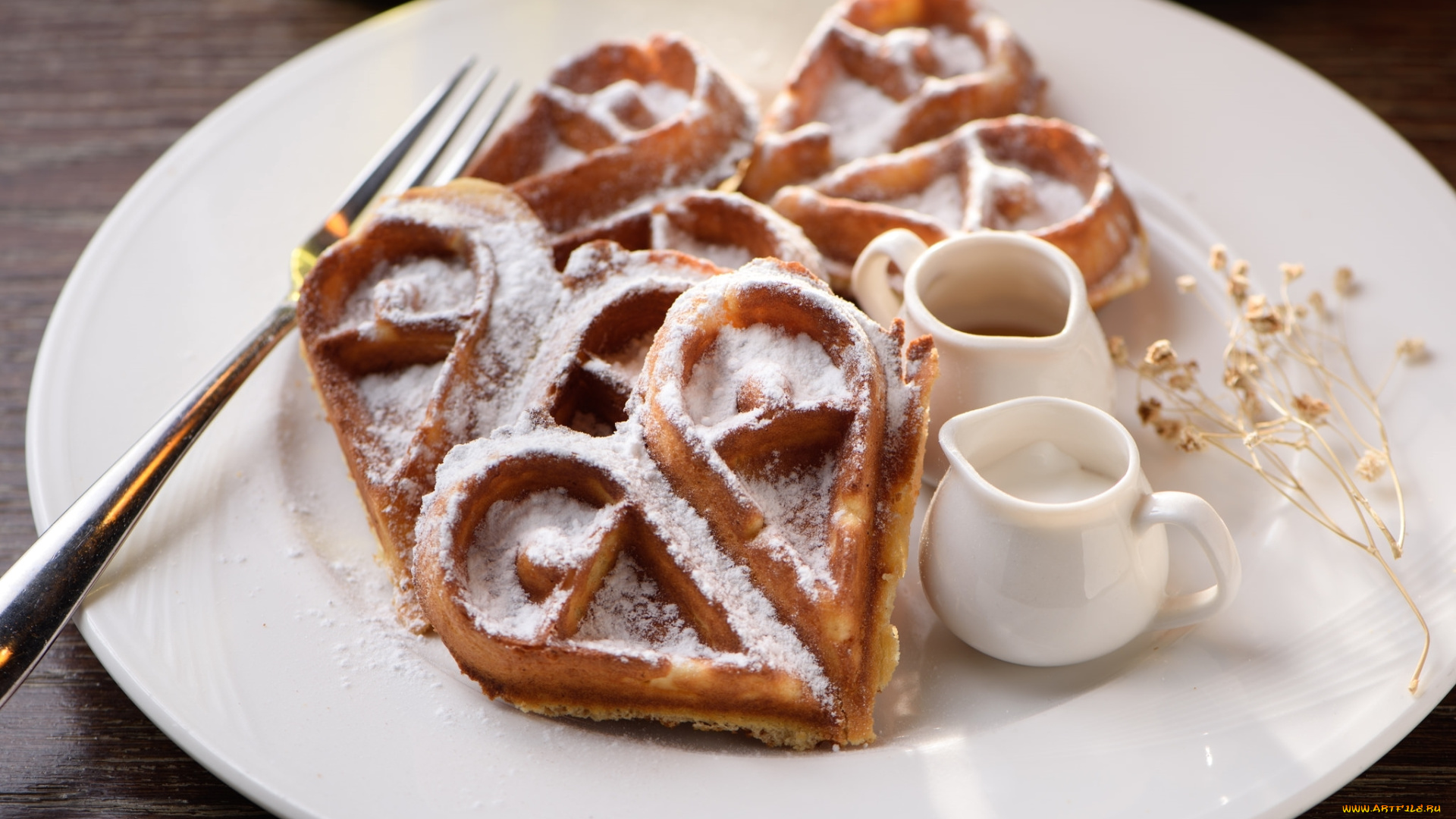 еда, пирожные, , кексы, , печенье, сахарная, пудра, десерт, сердечка, вафли, соусники