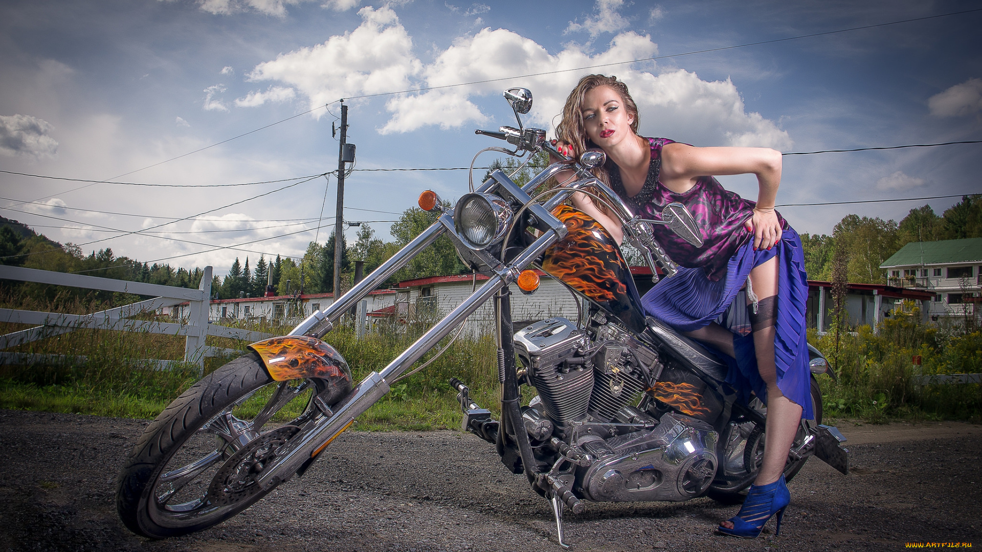 мотоциклы, мото, с, девушкой, девица, байк